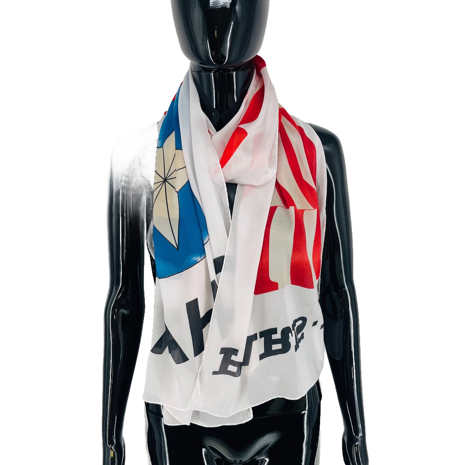 Chanel White Printed 100% Silk Scarf - 4