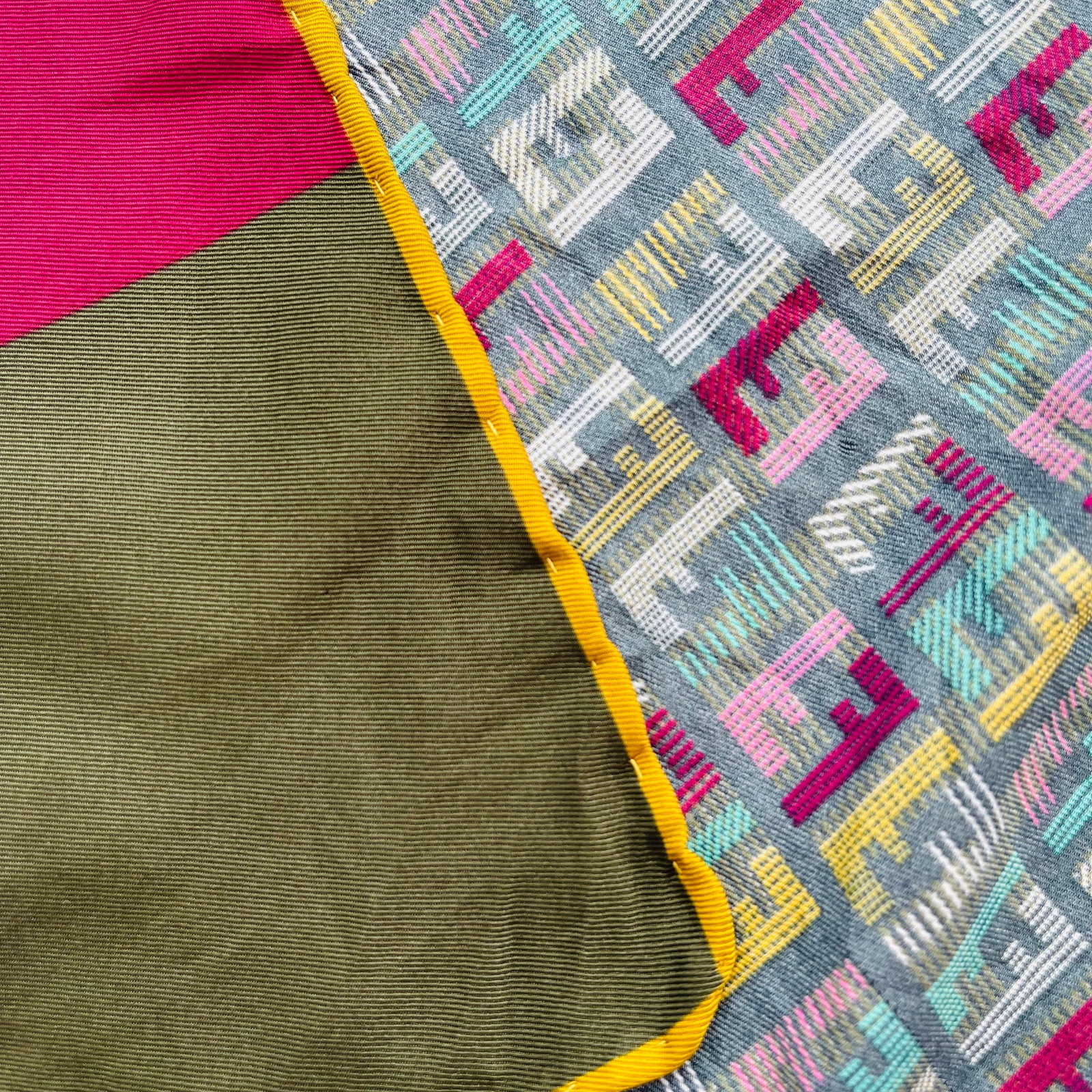 Fendi Green Monogram 100% Silk Scarf - 8