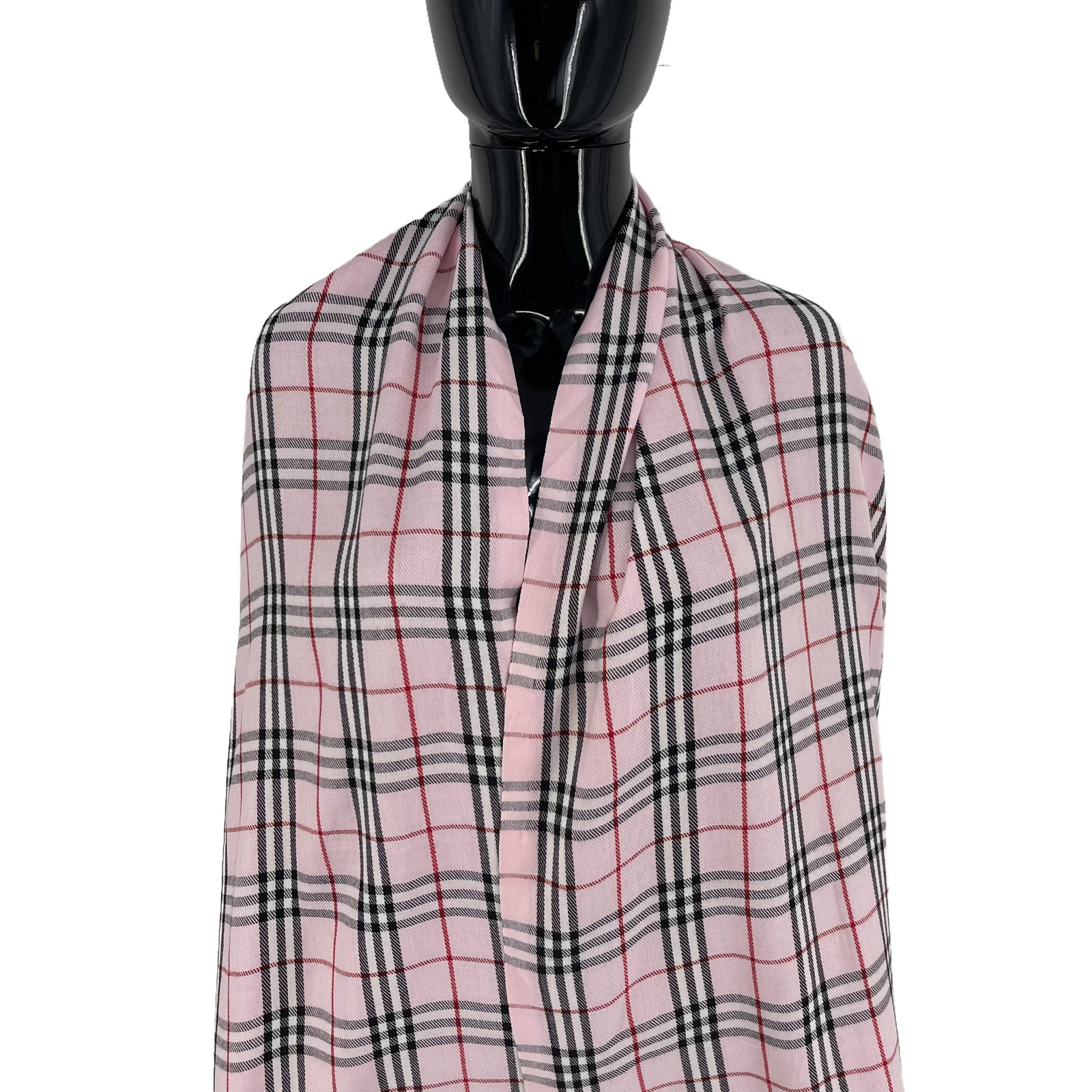 Burberry Pink Plaid 100% Cashmere Scarf - 2