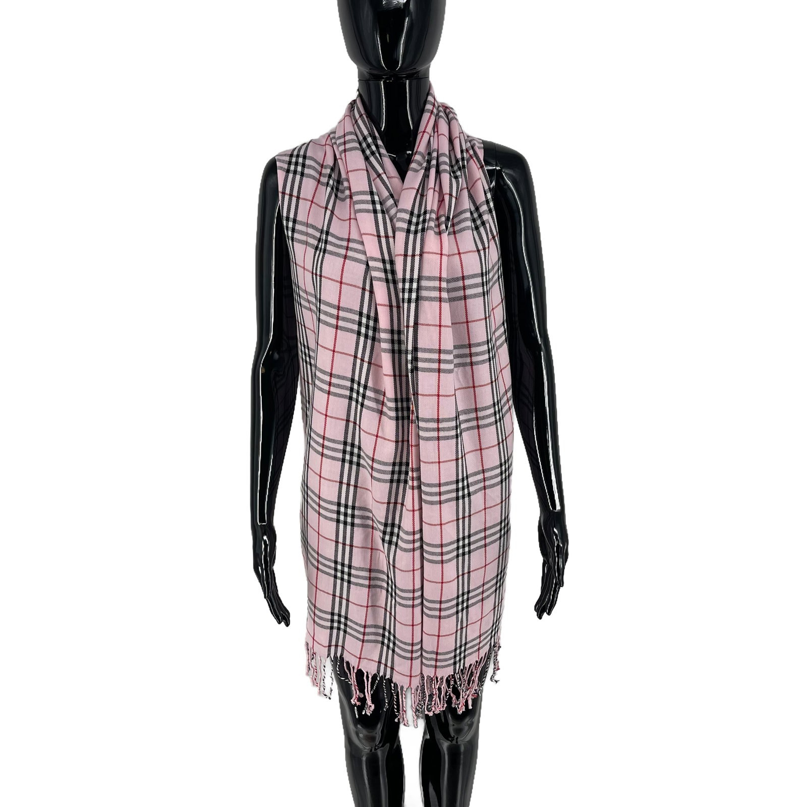 Burberry Pink Plaid 100% Cashmere Scarf - 3