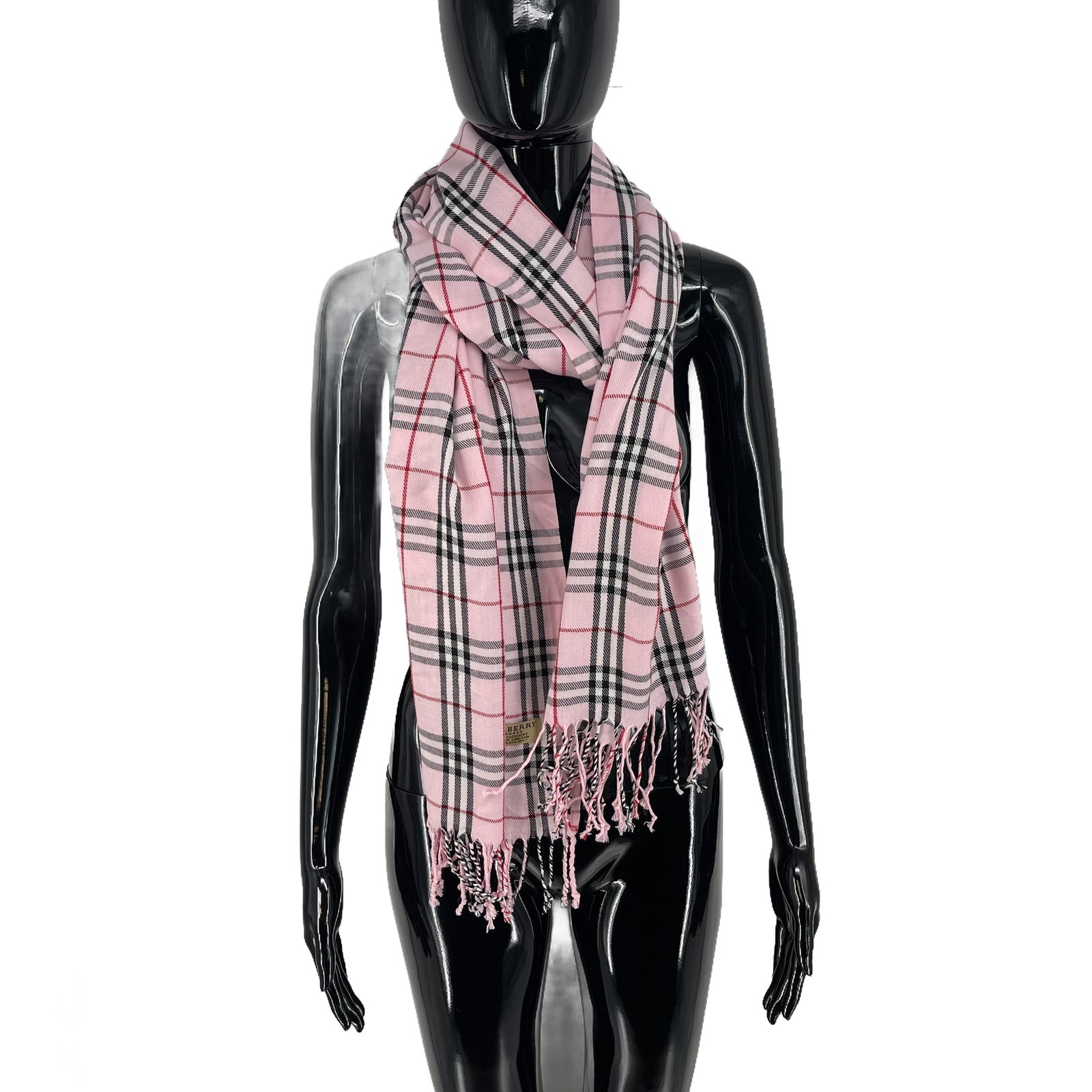 Burberry Pink Plaid 100% Cashmere Scarf - 4