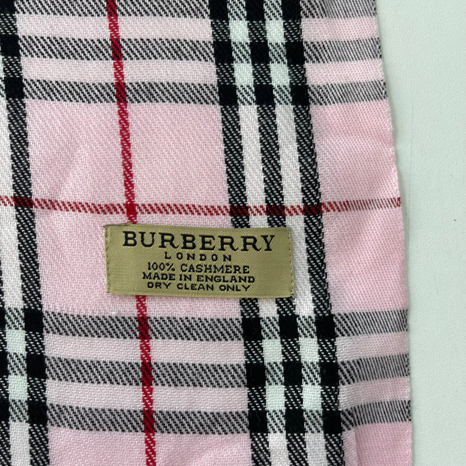 Burberry Pink Plaid 100% Cashmere Scarf - 6