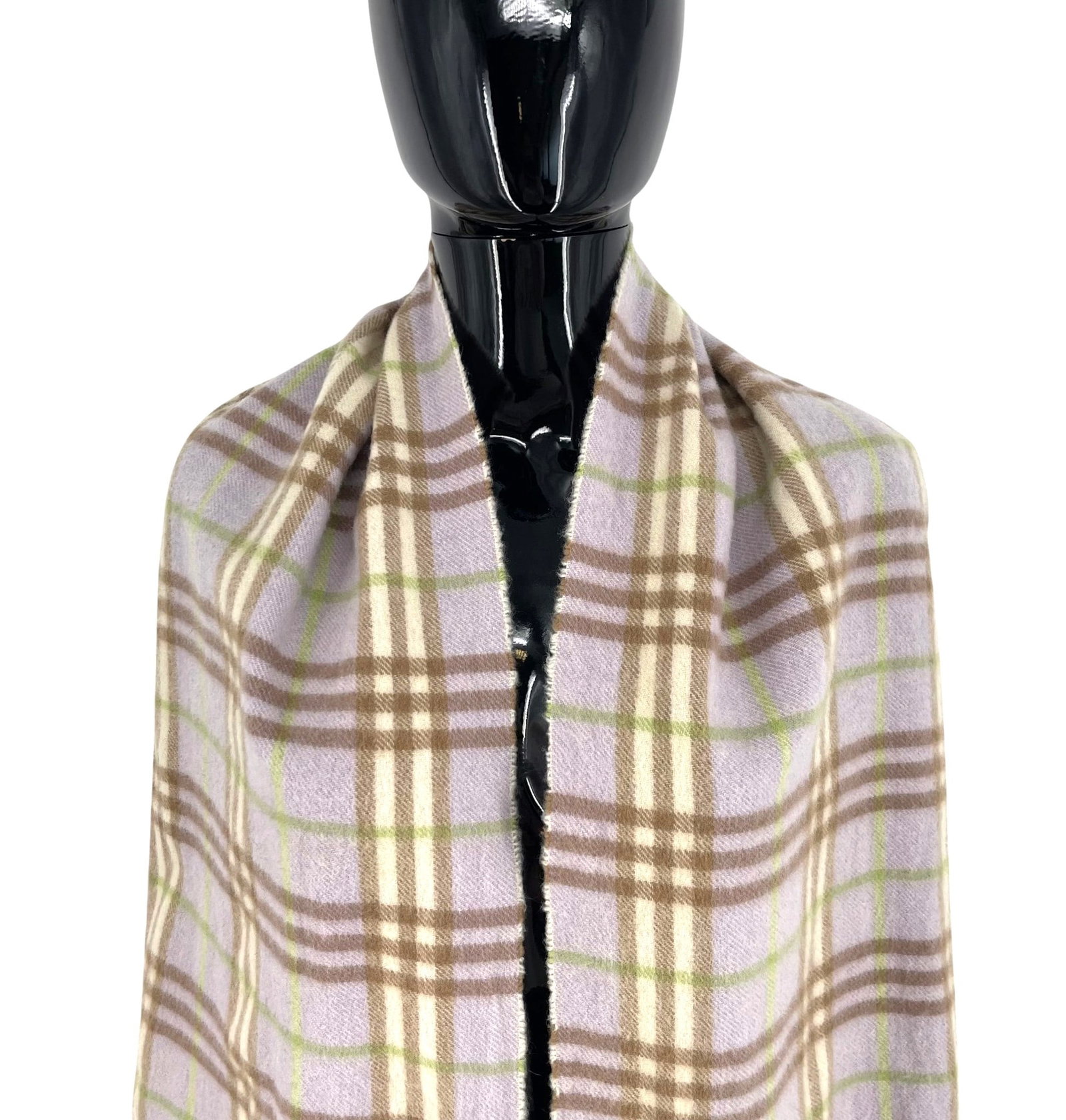 Burberry Light Purple Plaid 100% Wool Scarf - 2