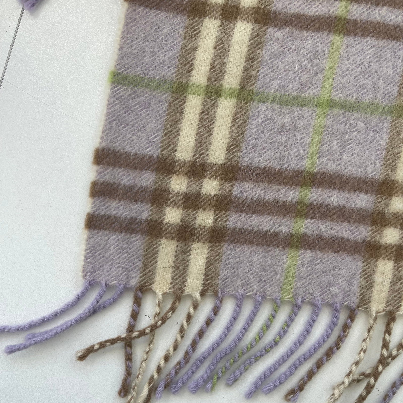 Burberry Light Purple Plaid 100% Wool Scarf - 5