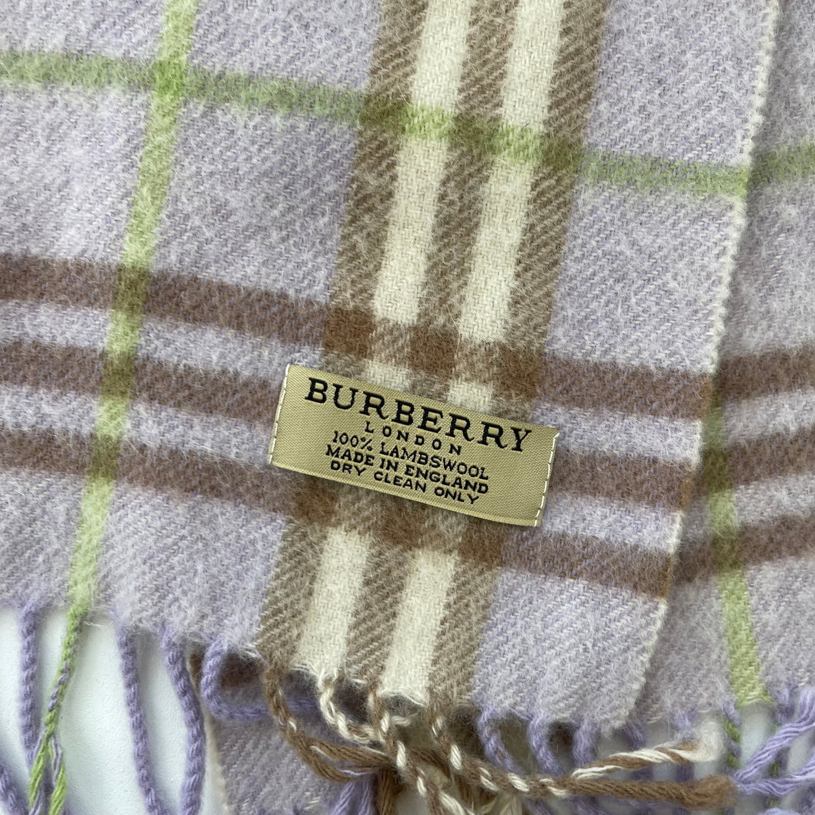 Burberry Light Purple Plaid 100% Wool Scarf - 6