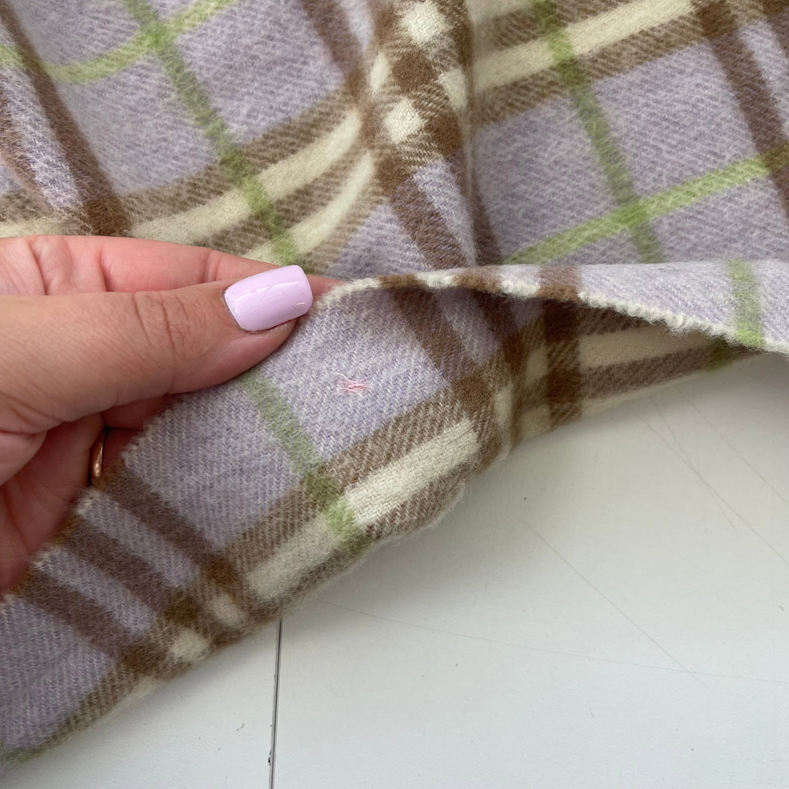 Burberry Light Purple Plaid 100% Wool Scarf - 7