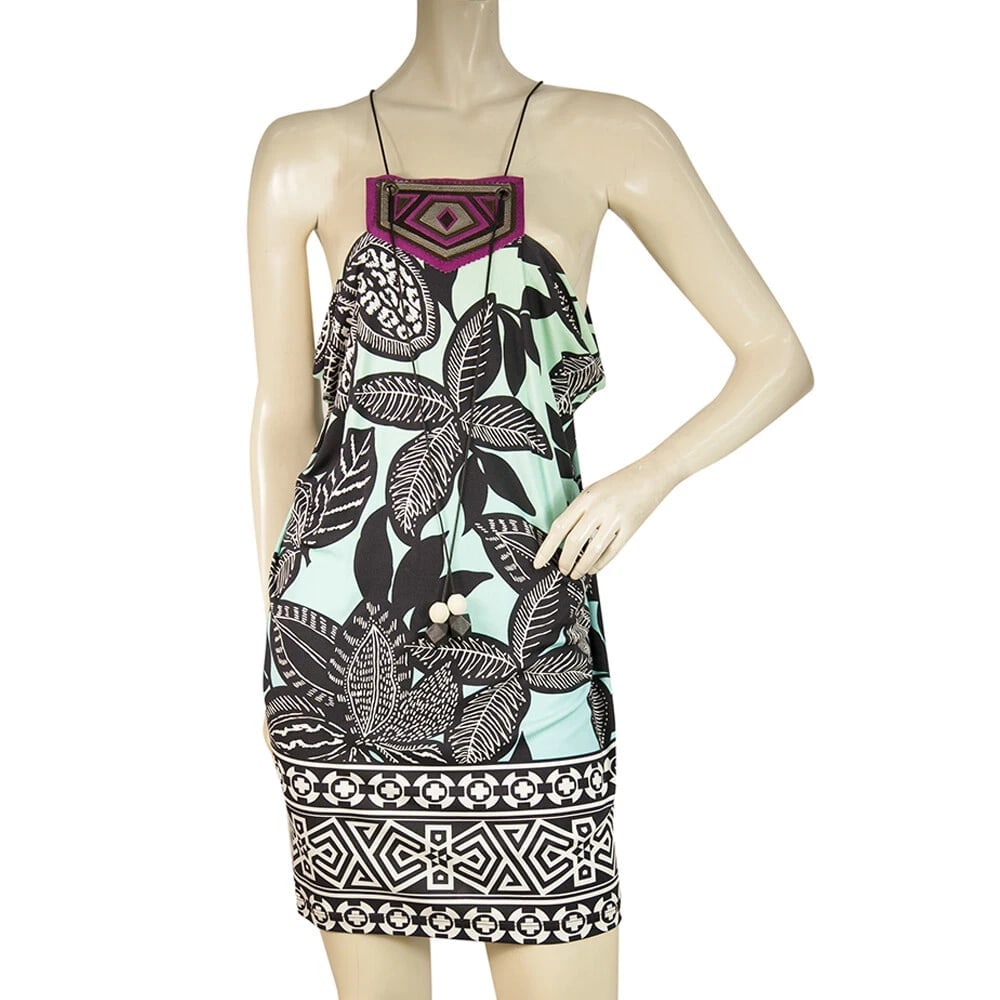 Matthew Williamson Ethnic Print Silk Sleeveless Halter Mini Summer Dress size 8 (1 of 7)