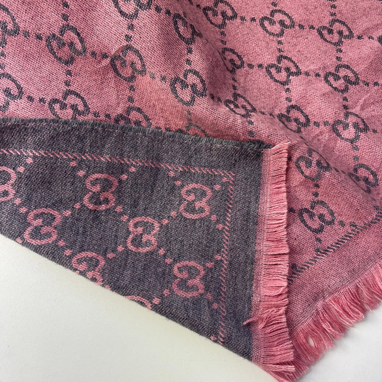 Gucci Pink & Silver Wool Scarf - 5
