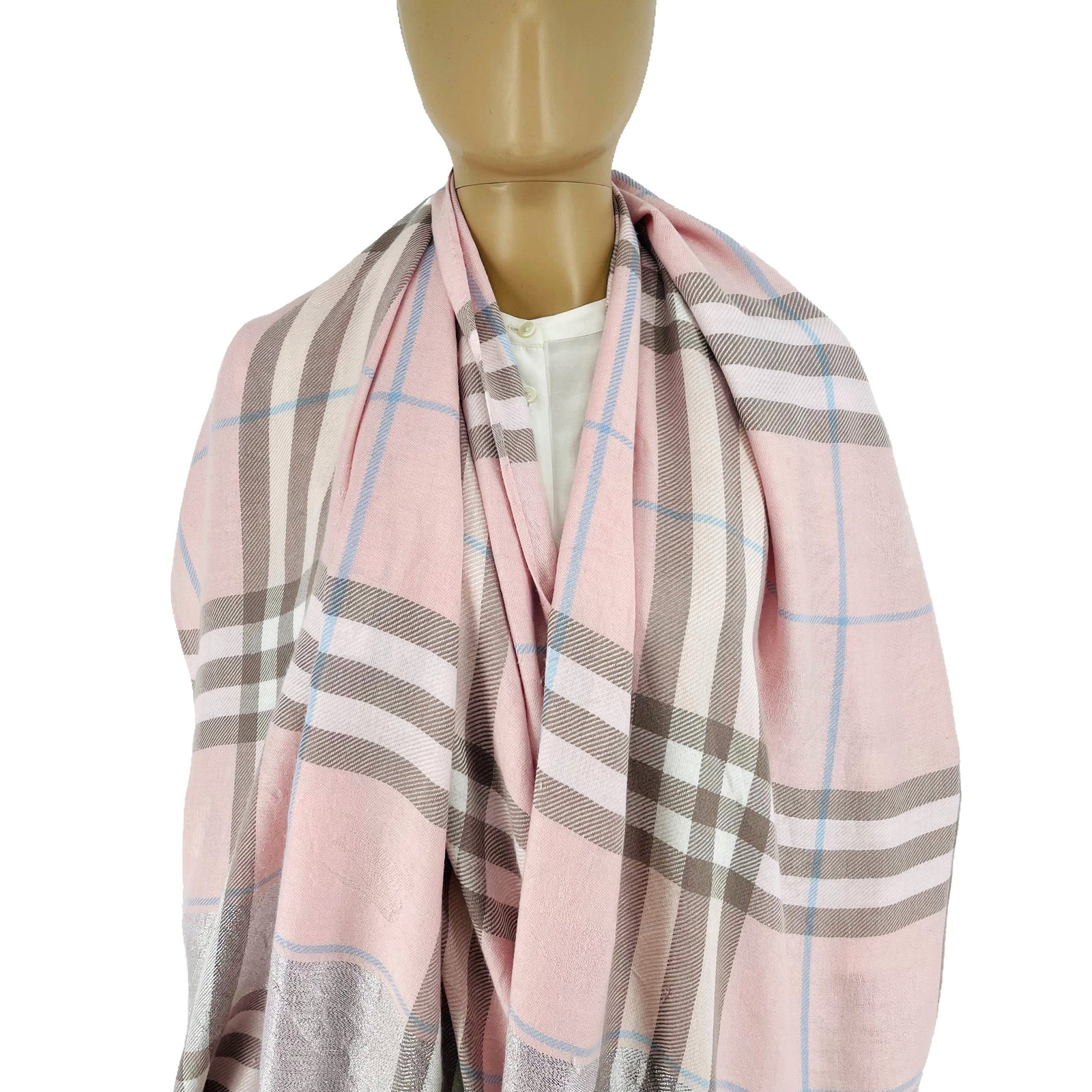 Burberry Pink Plaid 100% Cashmere Scarf - 2