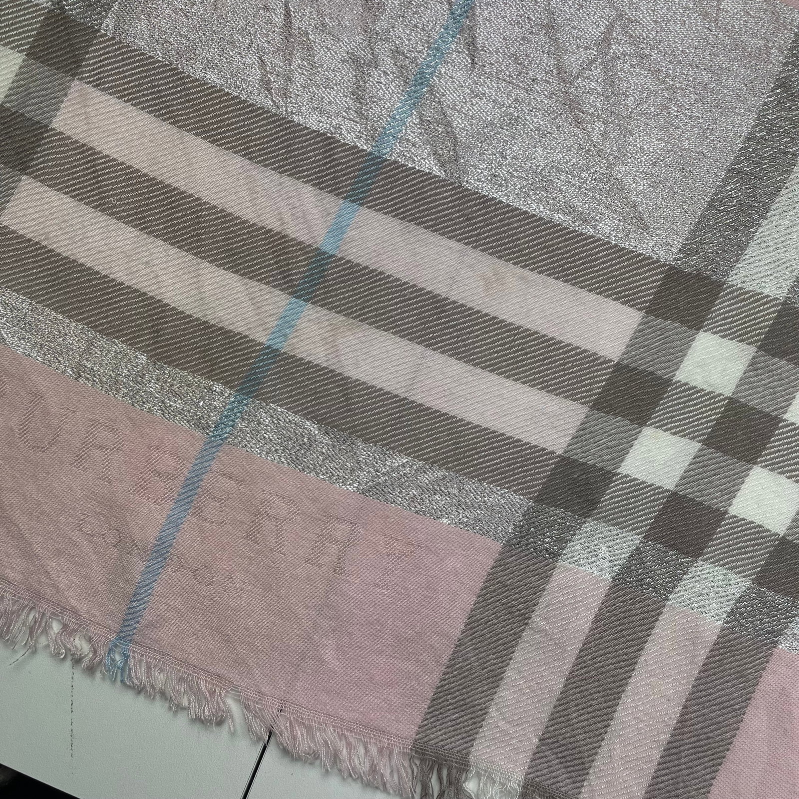 Burberry Pink Plaid 100% Cashmere Scarf - 5