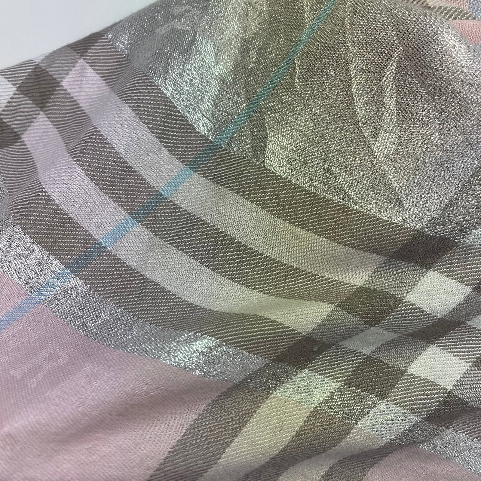 Burberry Pink Plaid 100% Cashmere Scarf - 8