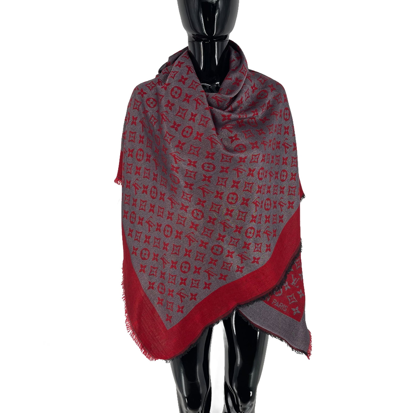 Louis Vuitton Red Reversible Silk Wool Scarf - 4