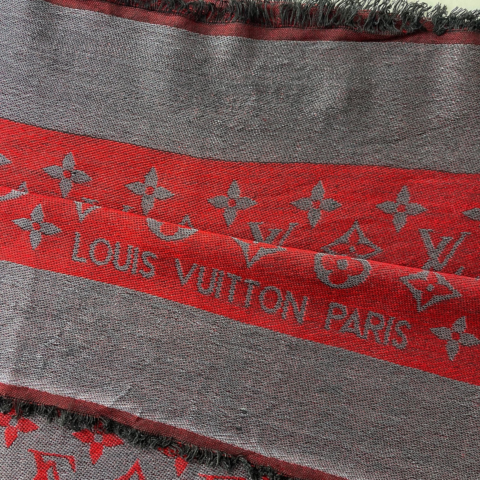 Louis Vuitton Red Reversible Silk Wool Scarf - 9