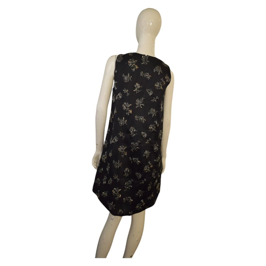Balenciaga Paris Black Embroidered Mini Sleeveless A-line Dress size 38 - 2