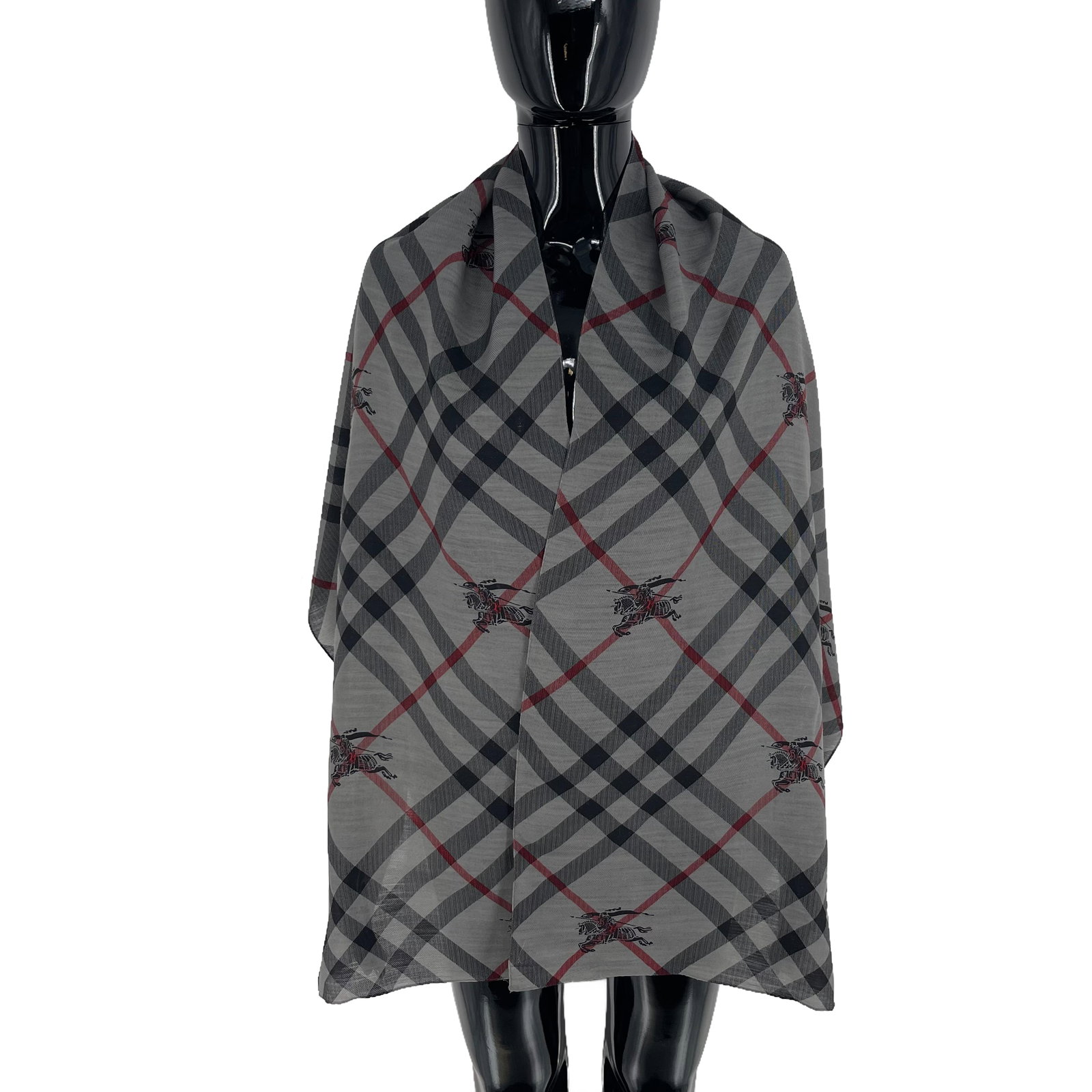 Burberry Grey Plaid 100% Silk Scarf: Title: Burberry Grey Plaid 100% Silk Scarf Brand:Burberry Date/Period:Modern Materials:100% Silk Size:One Size Description:Burberry Grey Plaid 100% Silk Scarf Reserve: $90.00 Shipping: Domestic: Flat-