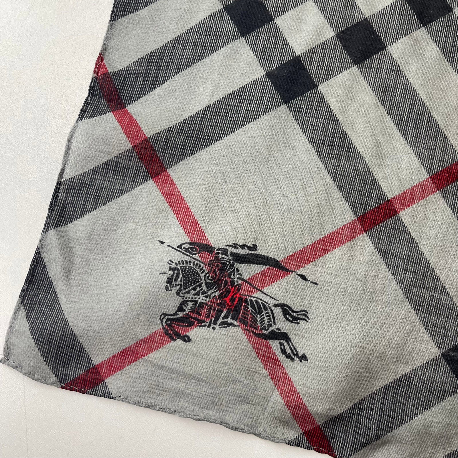 Burberry Grey Plaid 100% Silk Scarf - 5