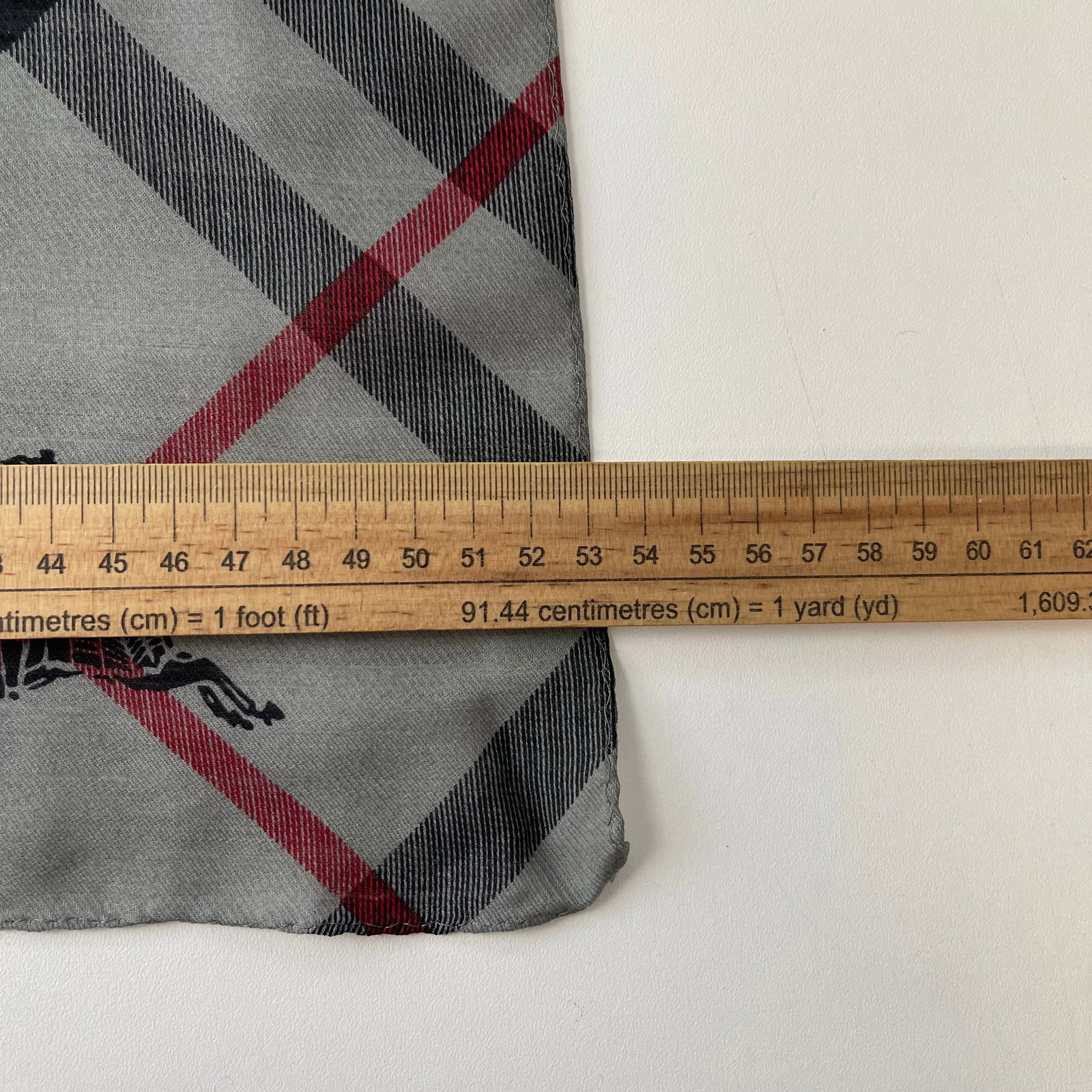Burberry Grey Plaid 100% Silk Scarf - 6