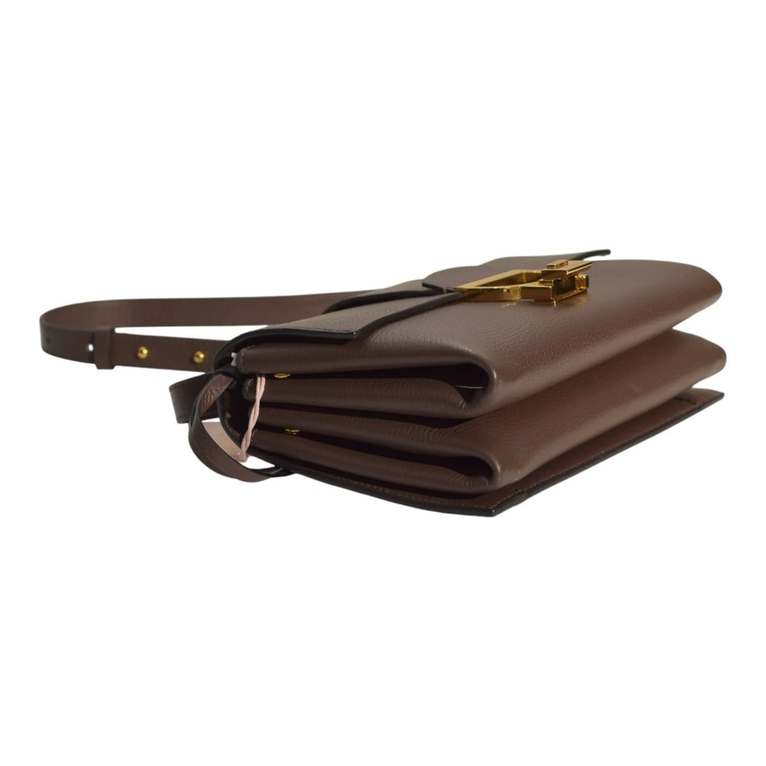 COCCINELLE Leather Crossbody Bag – Taupe Brown – Gold Hardware – Italian Leather - 9