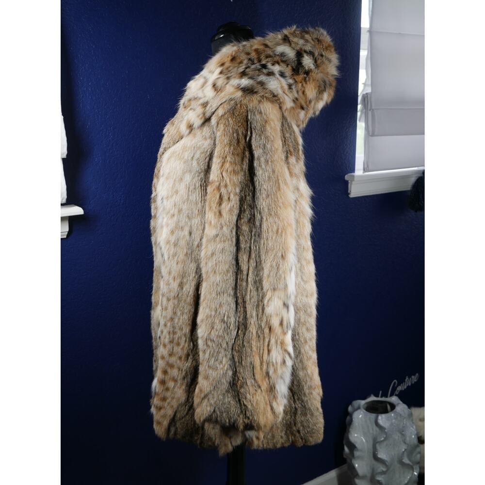 Gorgeous Spotted Lynx hooded Fur Coat Jacket - 2