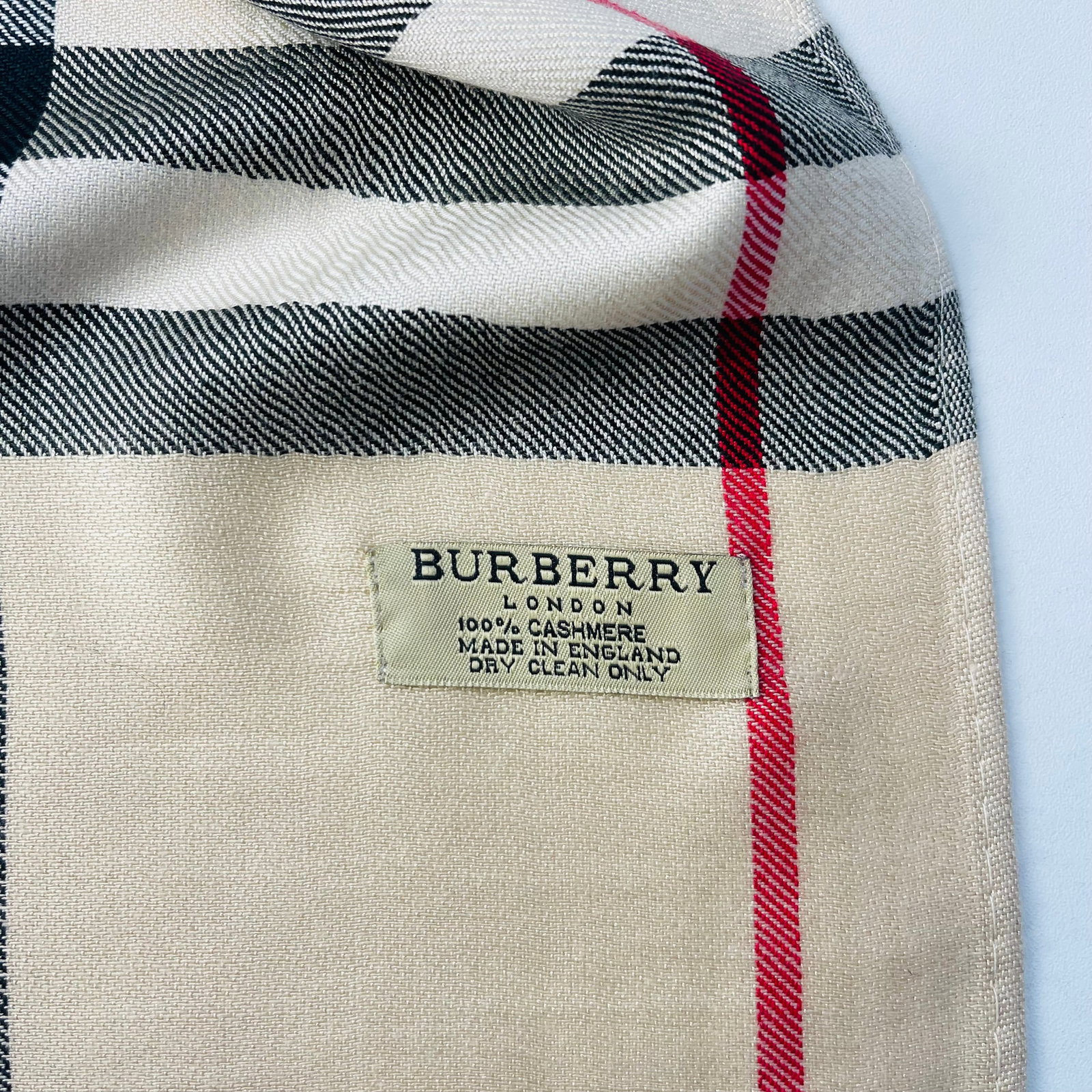 Burberry Beige Plaid Wide 100% Cashmere Scarf - 6