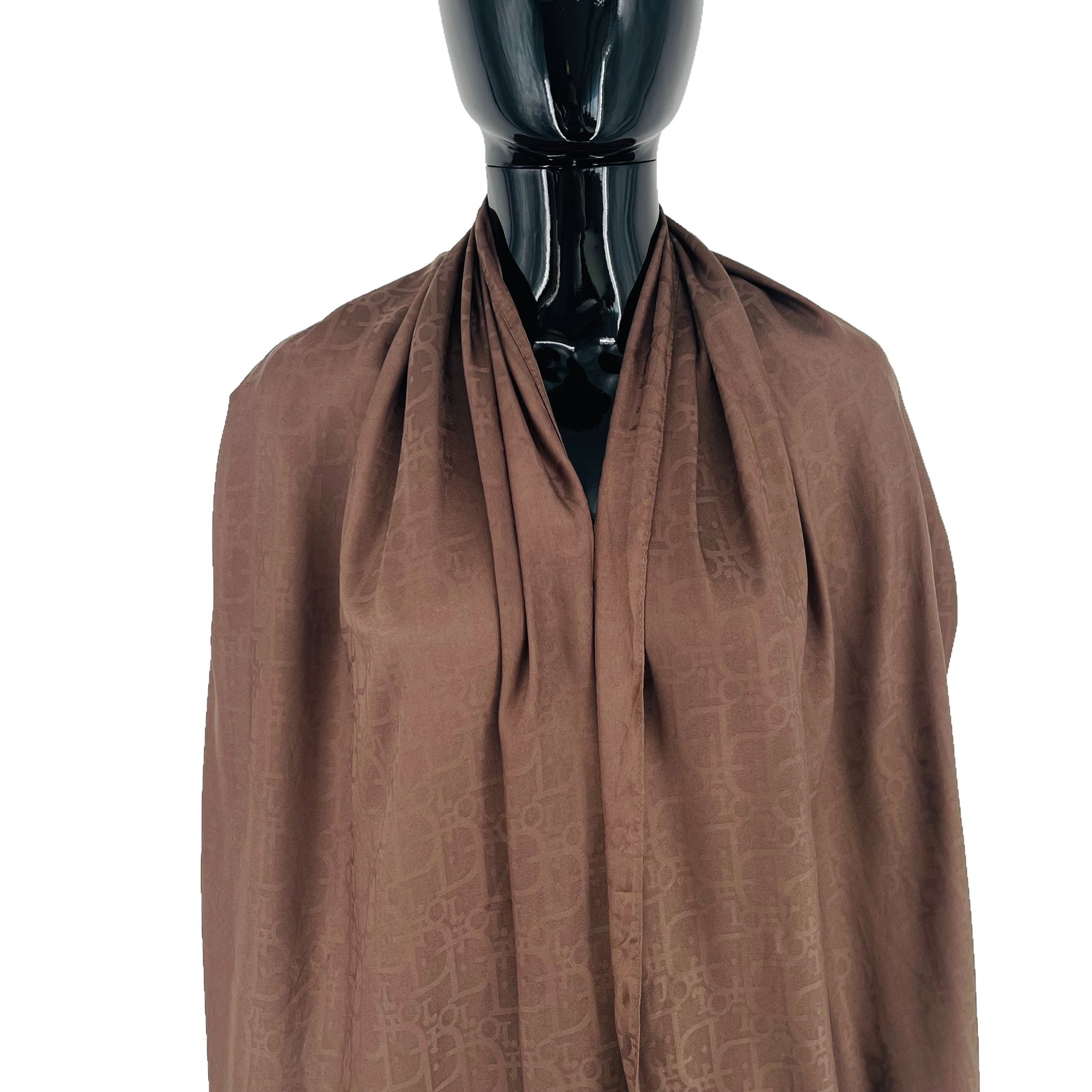 Christian Dior Brown Monogram Wool Silk Scarf - 2