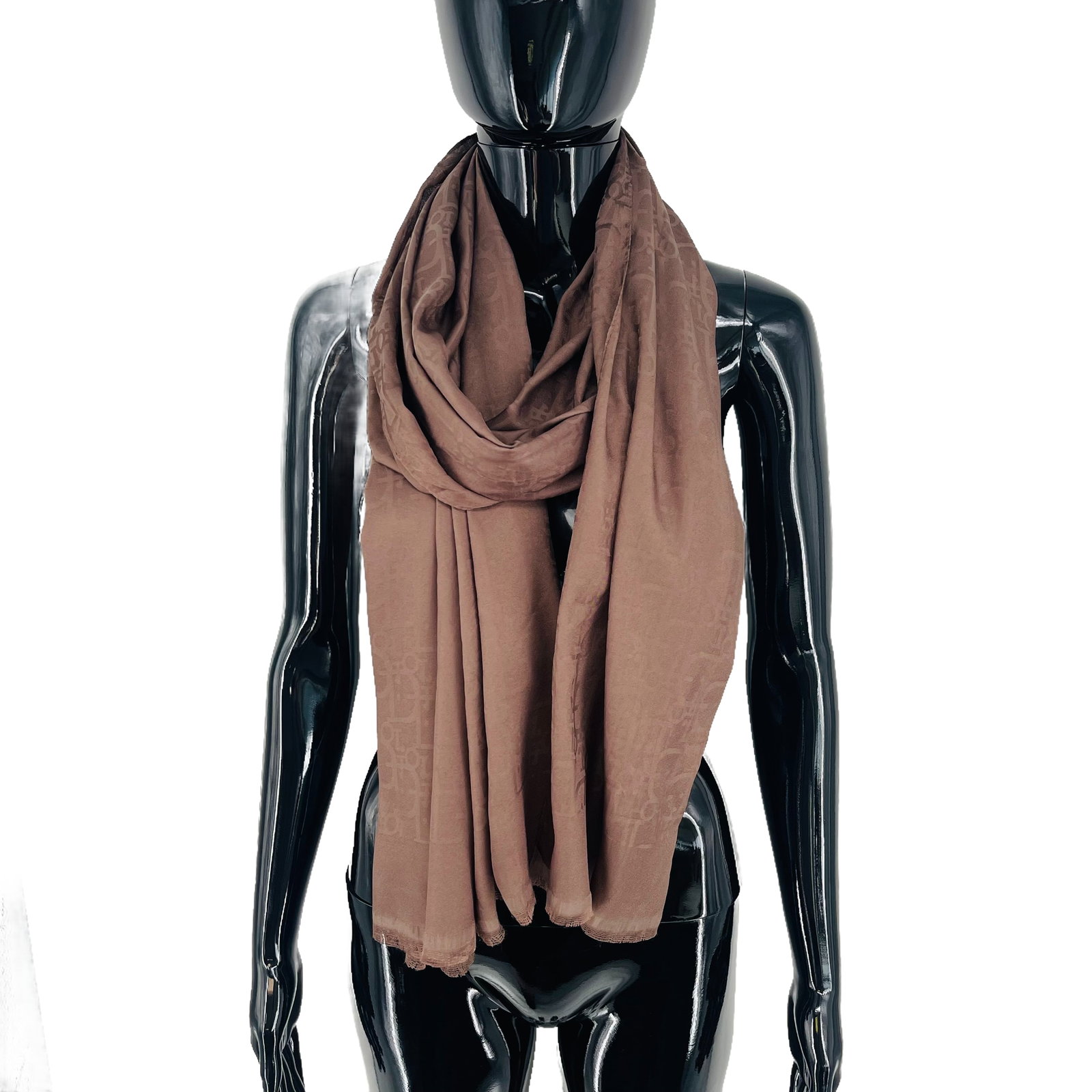 Christian Dior Brown Monogram Wool Silk Scarf - 4
