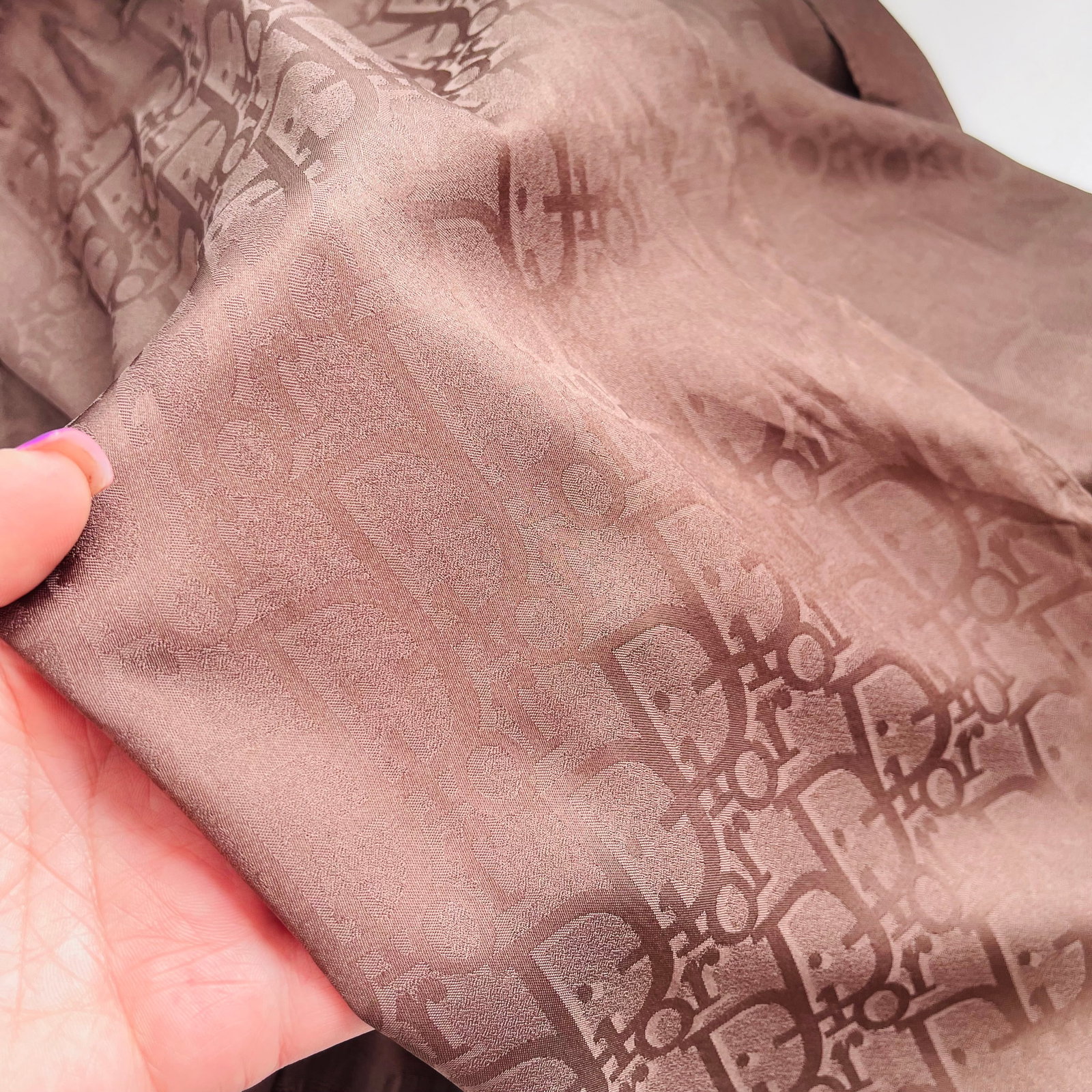 Christian Dior Brown Monogram Wool Silk Scarf - 5