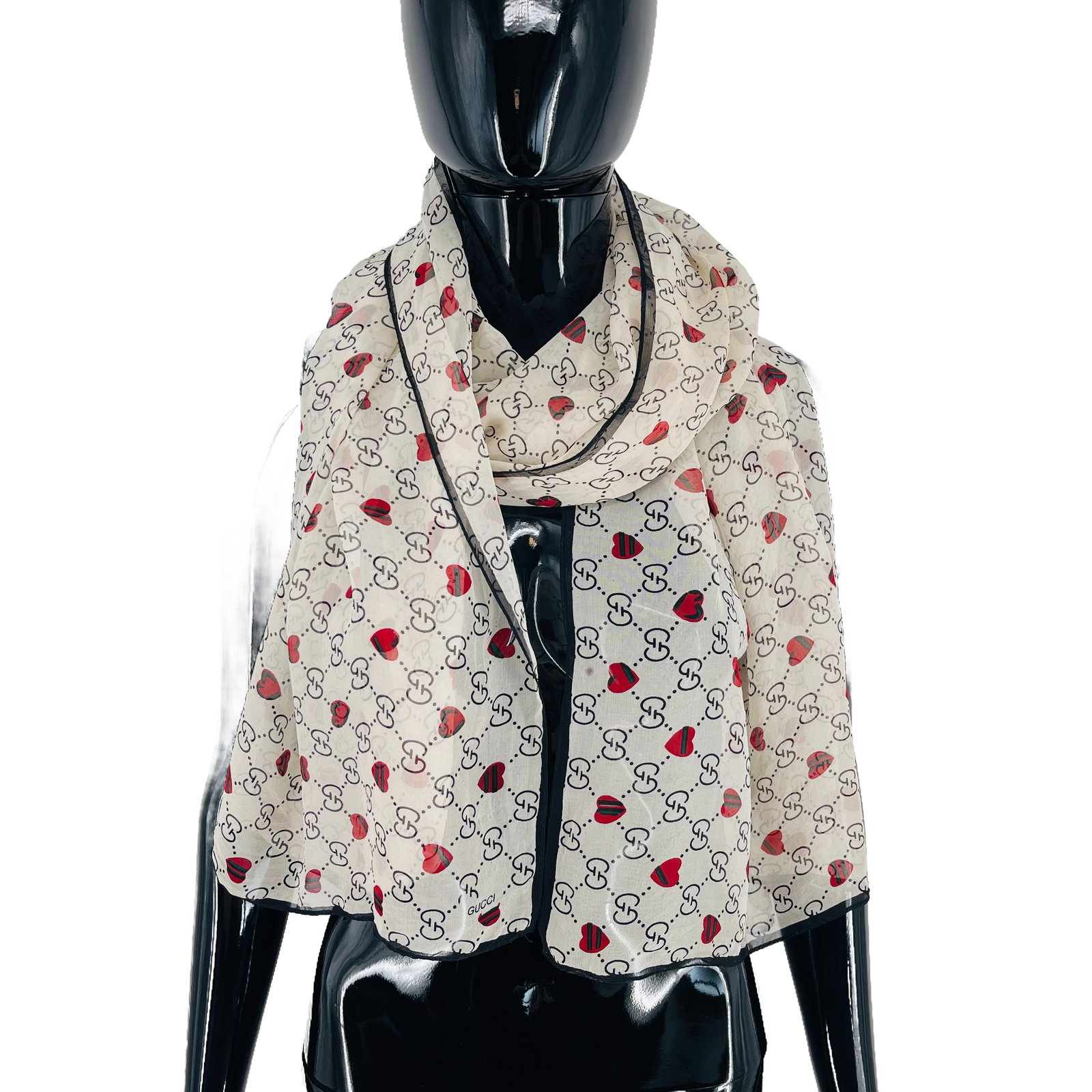 Gucci White Printed 100% Silk Scarf! - 4