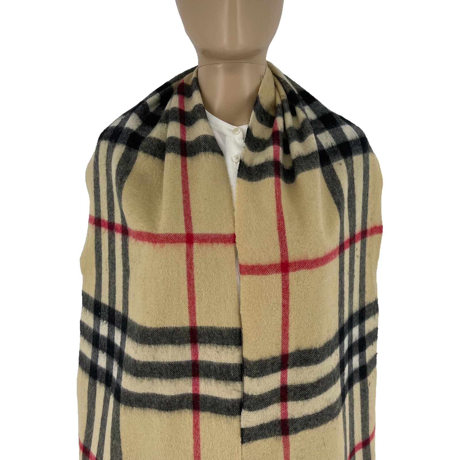 Burberry Beige Plaid 100% Wool Scarf - 2