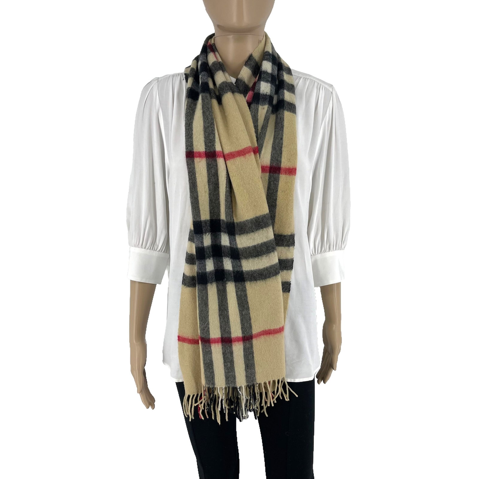 Burberry Beige Plaid 100% Wool Scarf - 3