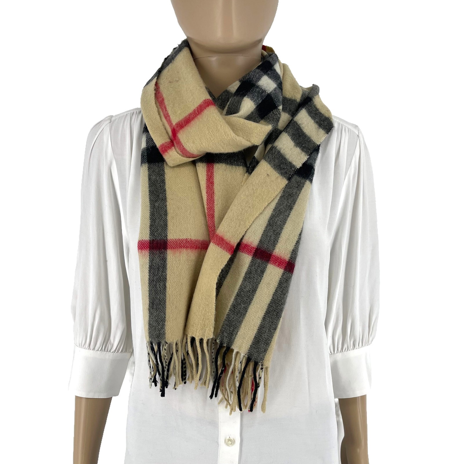 Burberry Beige Plaid 100% Wool Scarf - 4