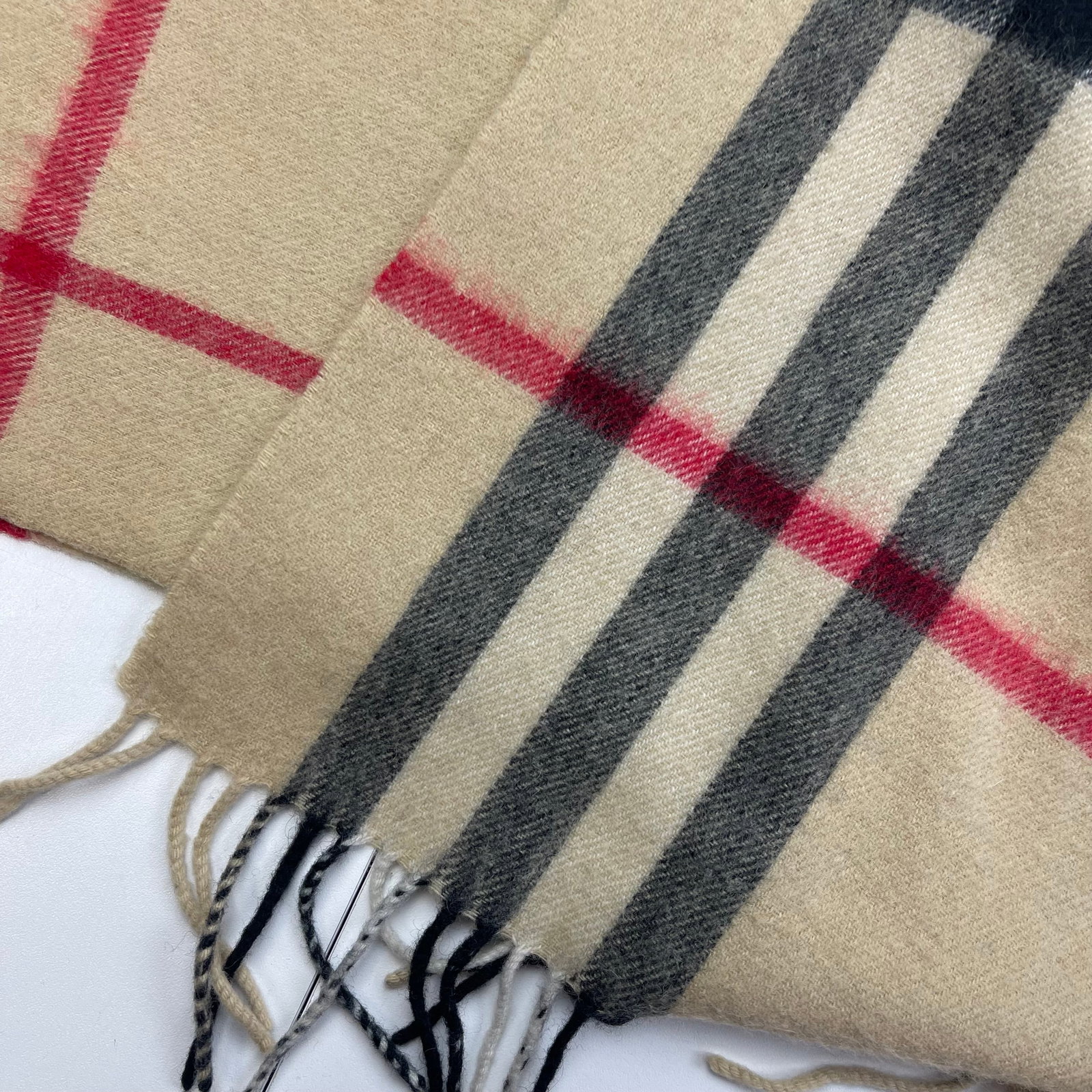 Burberry Beige Plaid 100% Wool Scarf - 7