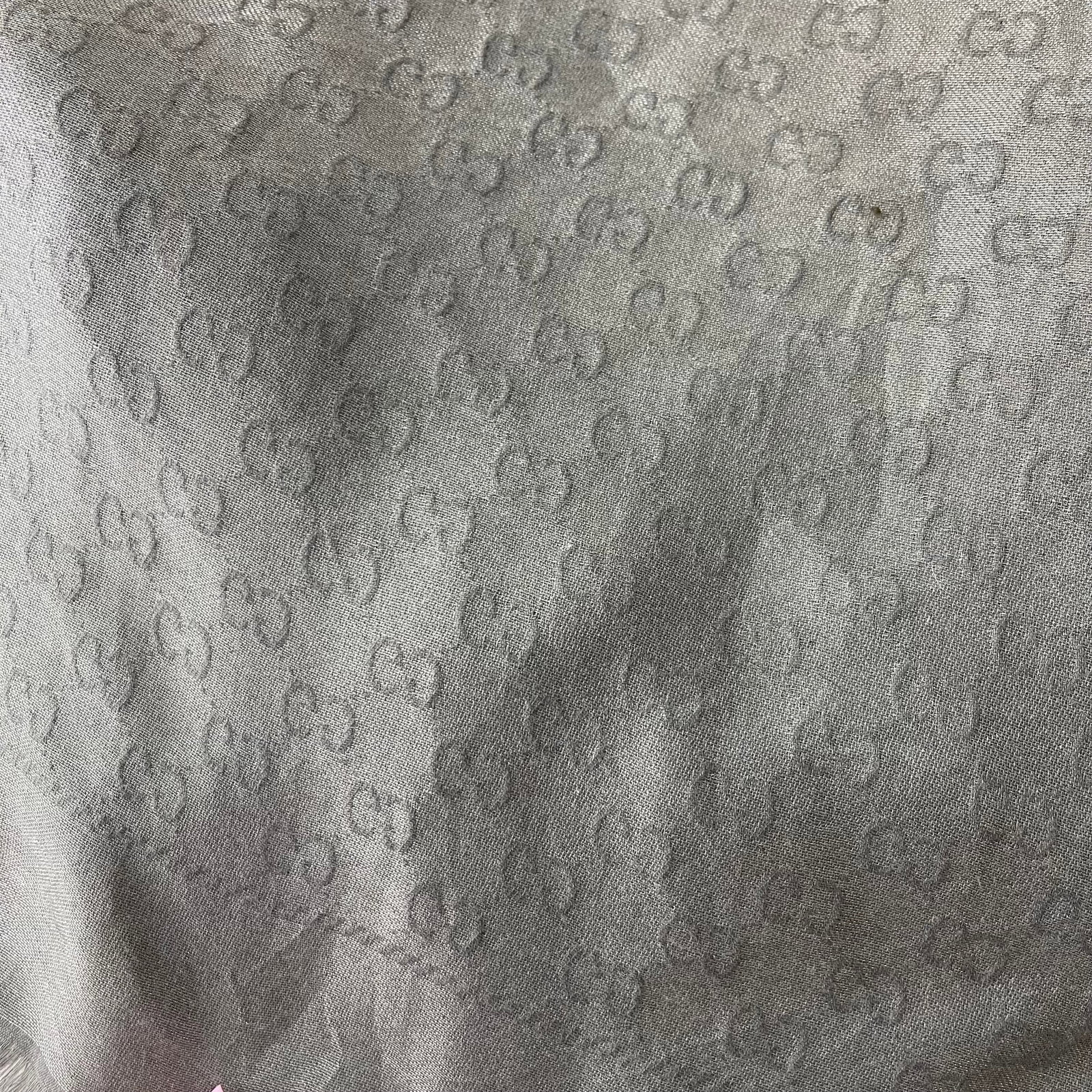 Gucci Grey Monogram Silk Wool Scarf - 7