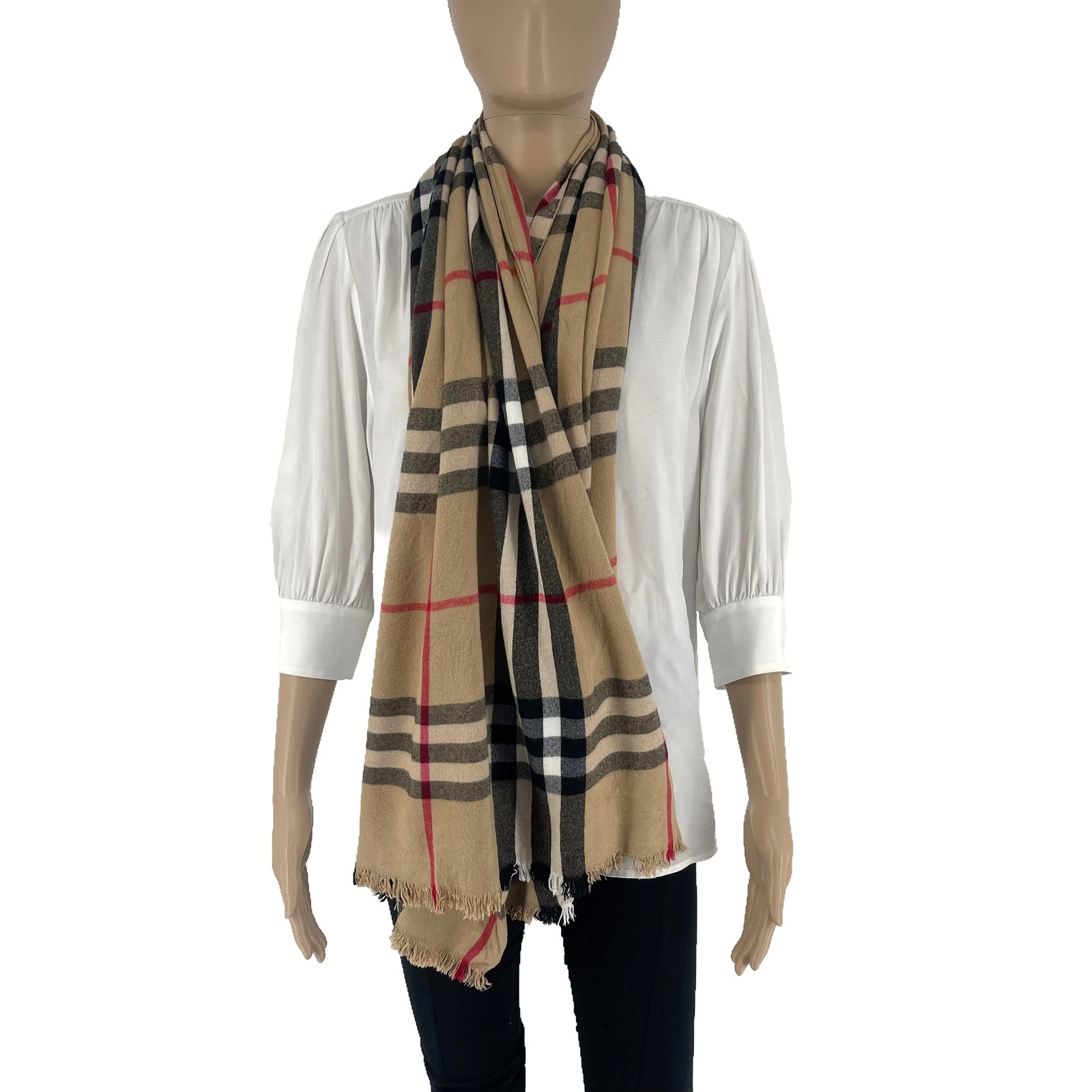 Burberry Brown Plaid 100% Cashmere Scarf - 3