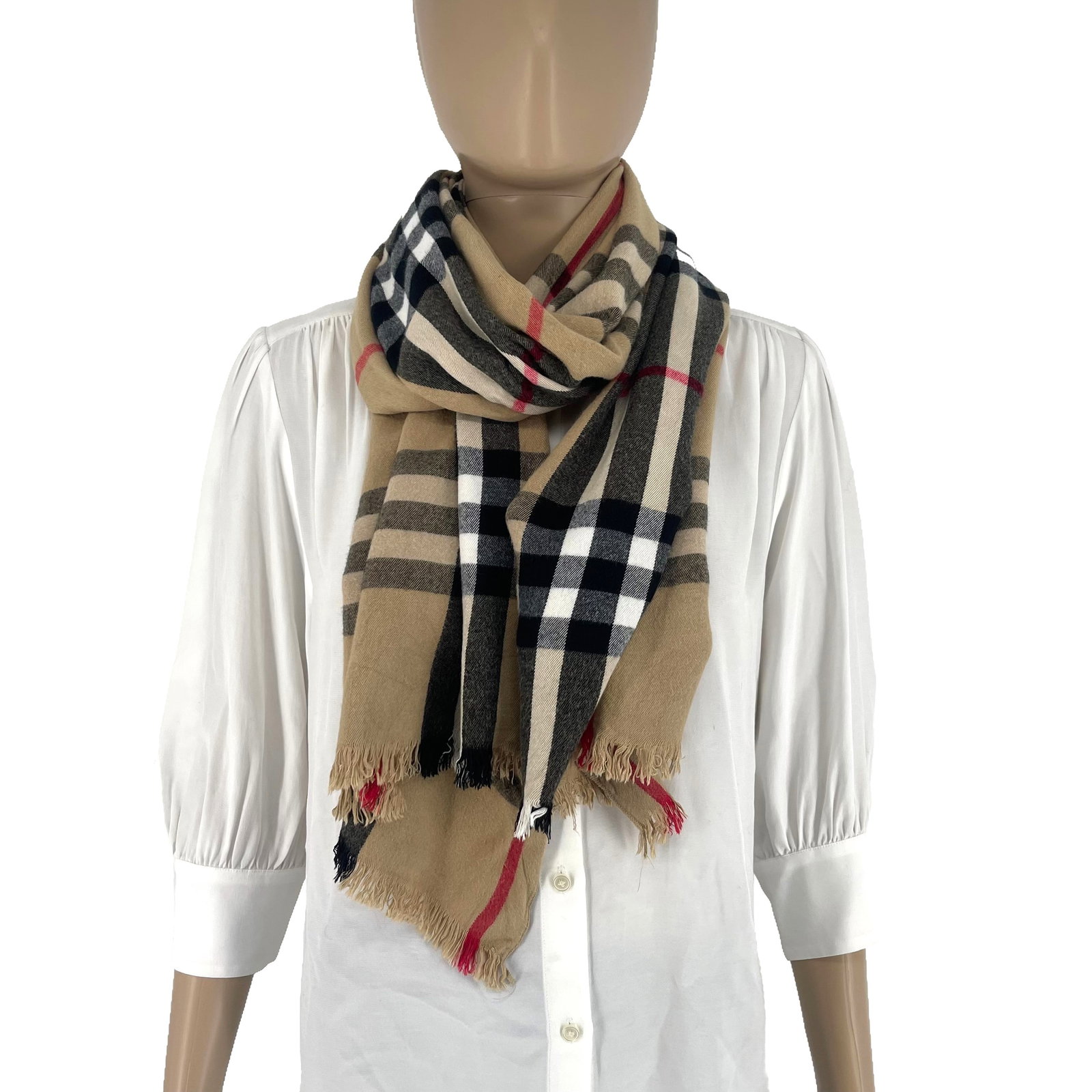 Burberry Brown Plaid 100% Cashmere Scarf - 4