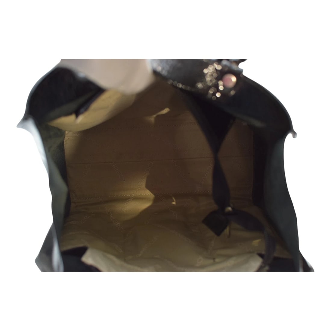 Roberta Gandolfi Black Patent Leather Beaded Top Handles Handbag Zipper Bag - 11
