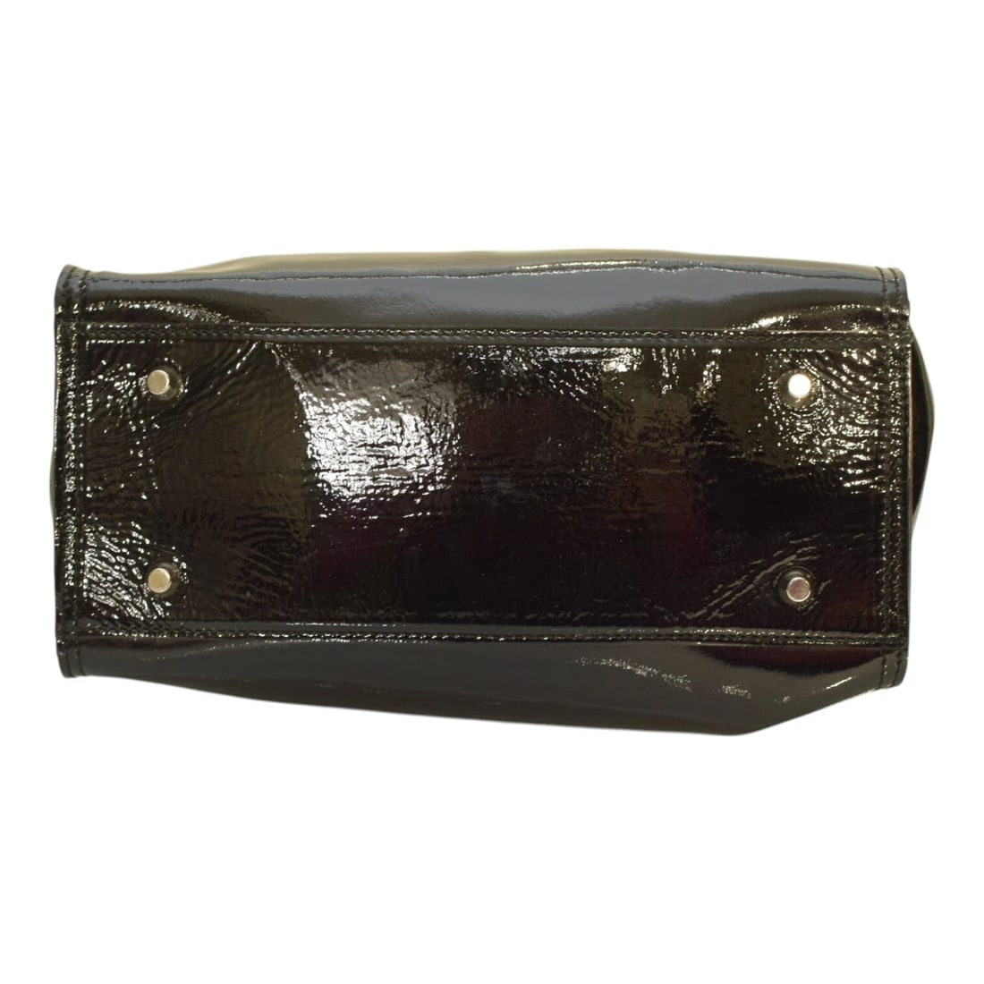 Roberta Gandolfi Black Patent Leather Beaded Top Handles Handbag Zipper Bag - 6
