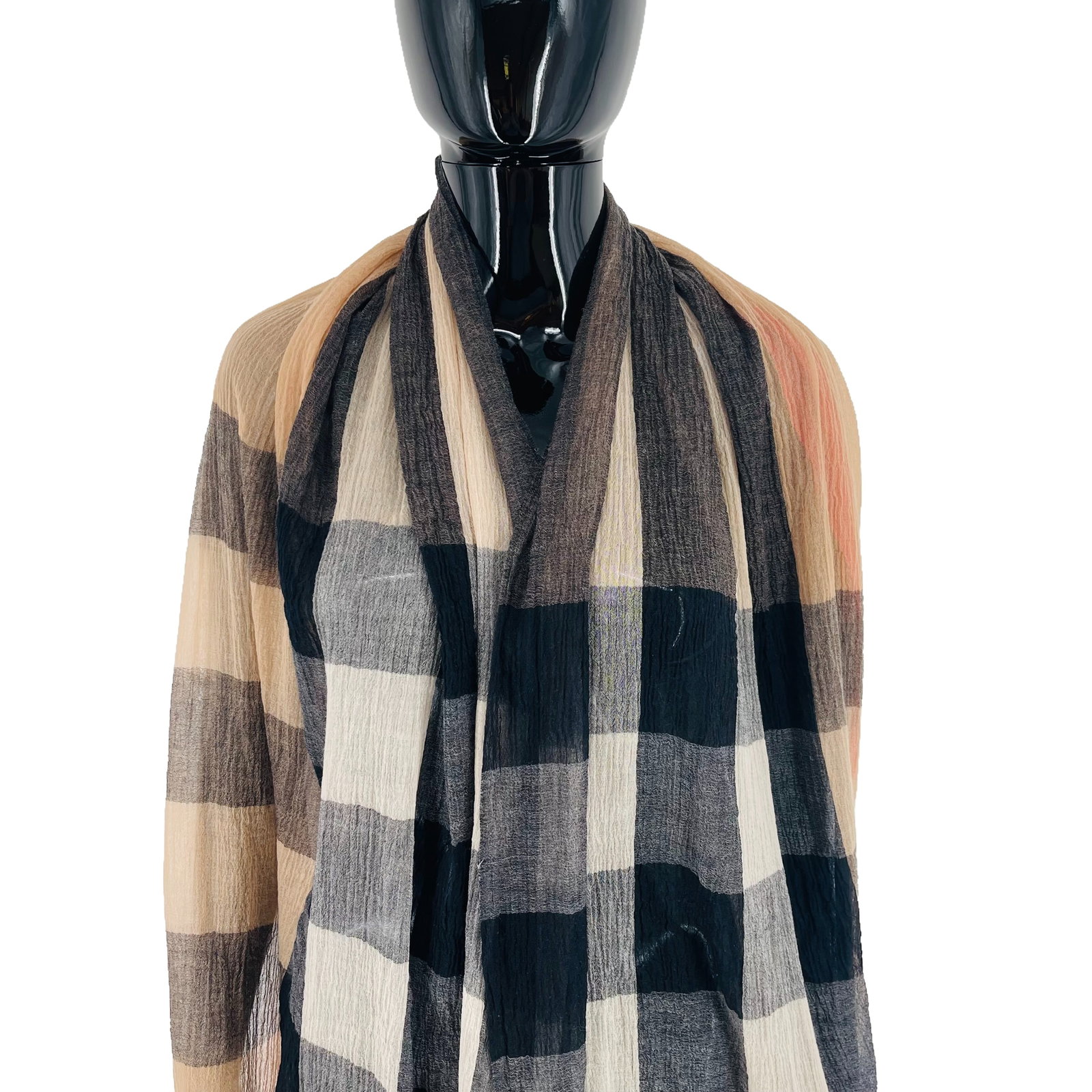 Burberry Beige Plaid 100% Cashmere Scarf - 2