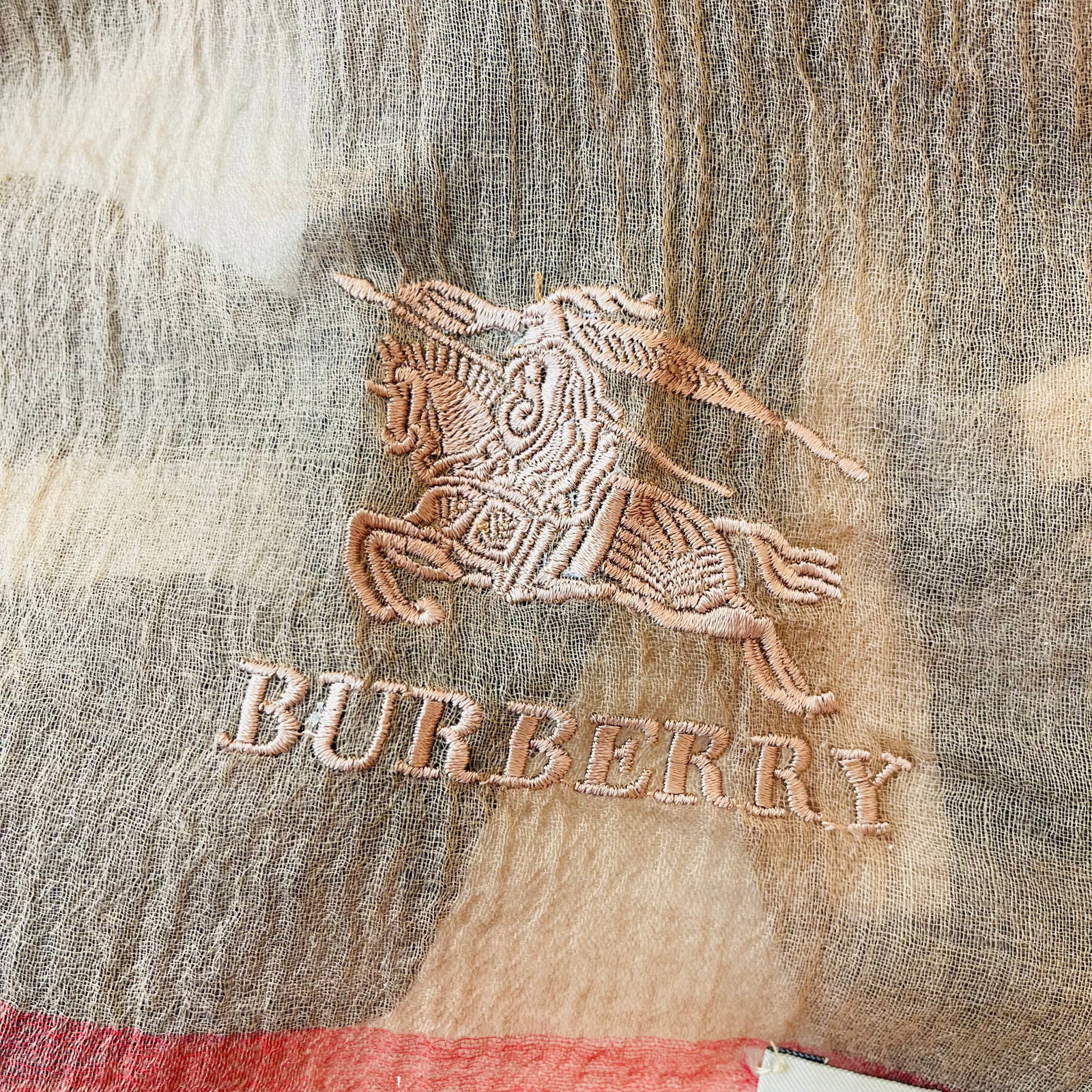 Burberry Beige Plaid 100% Cashmere Scarf - 5
