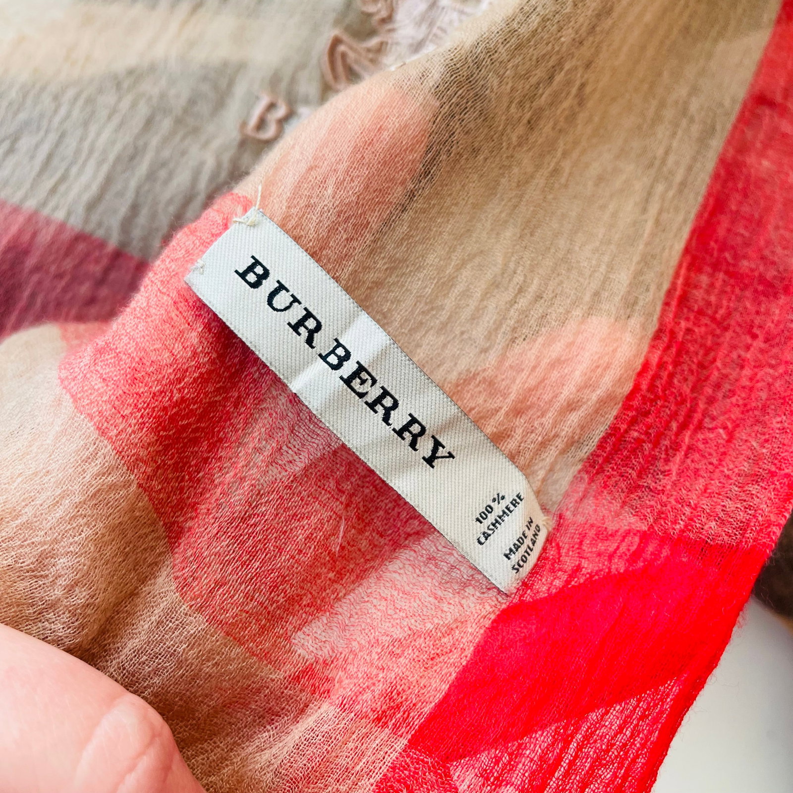 Burberry Beige Plaid 100% Cashmere Scarf - 6