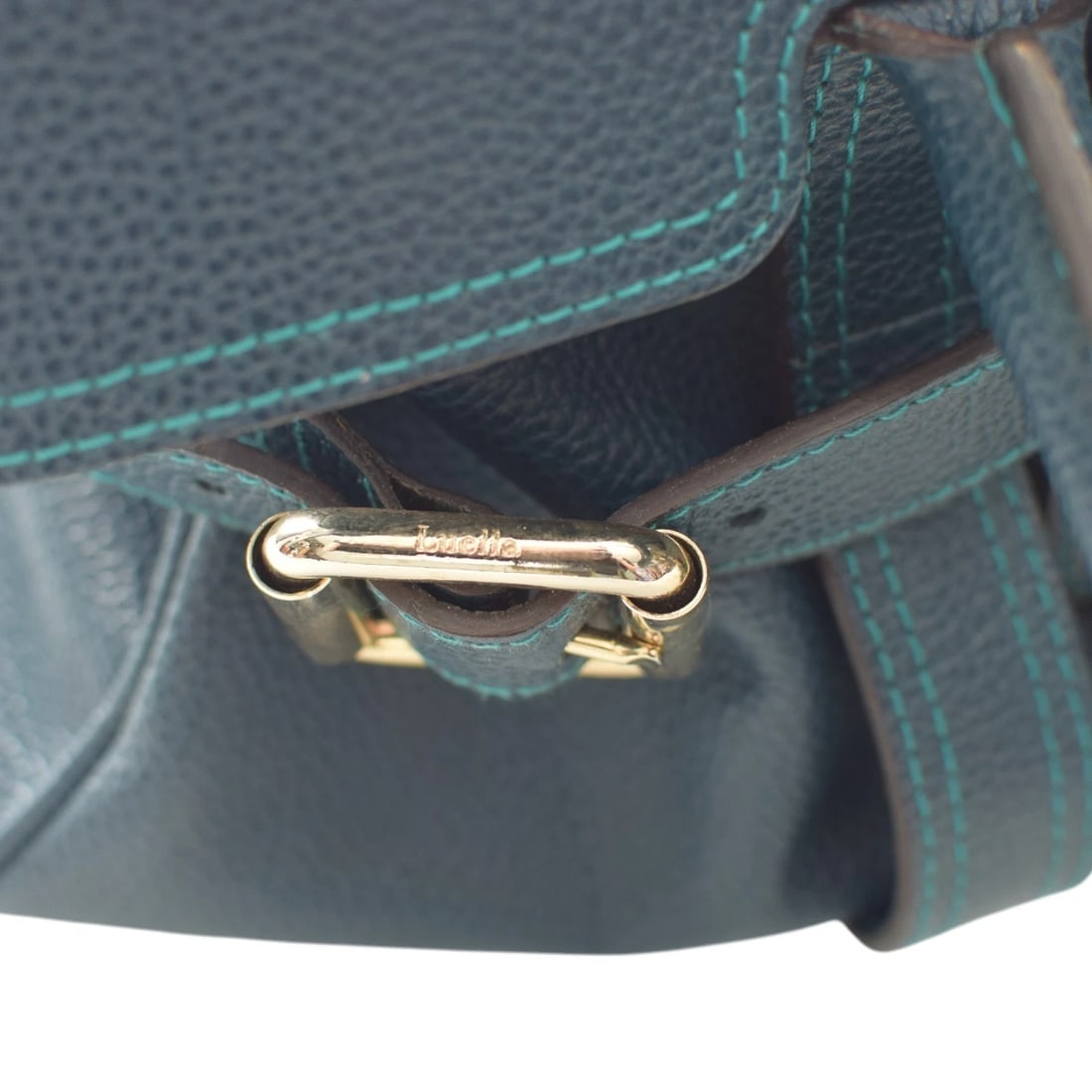 Luella Giselle Leather Satchel Bag – Teal Blue with Gold Hardware handbag - 16