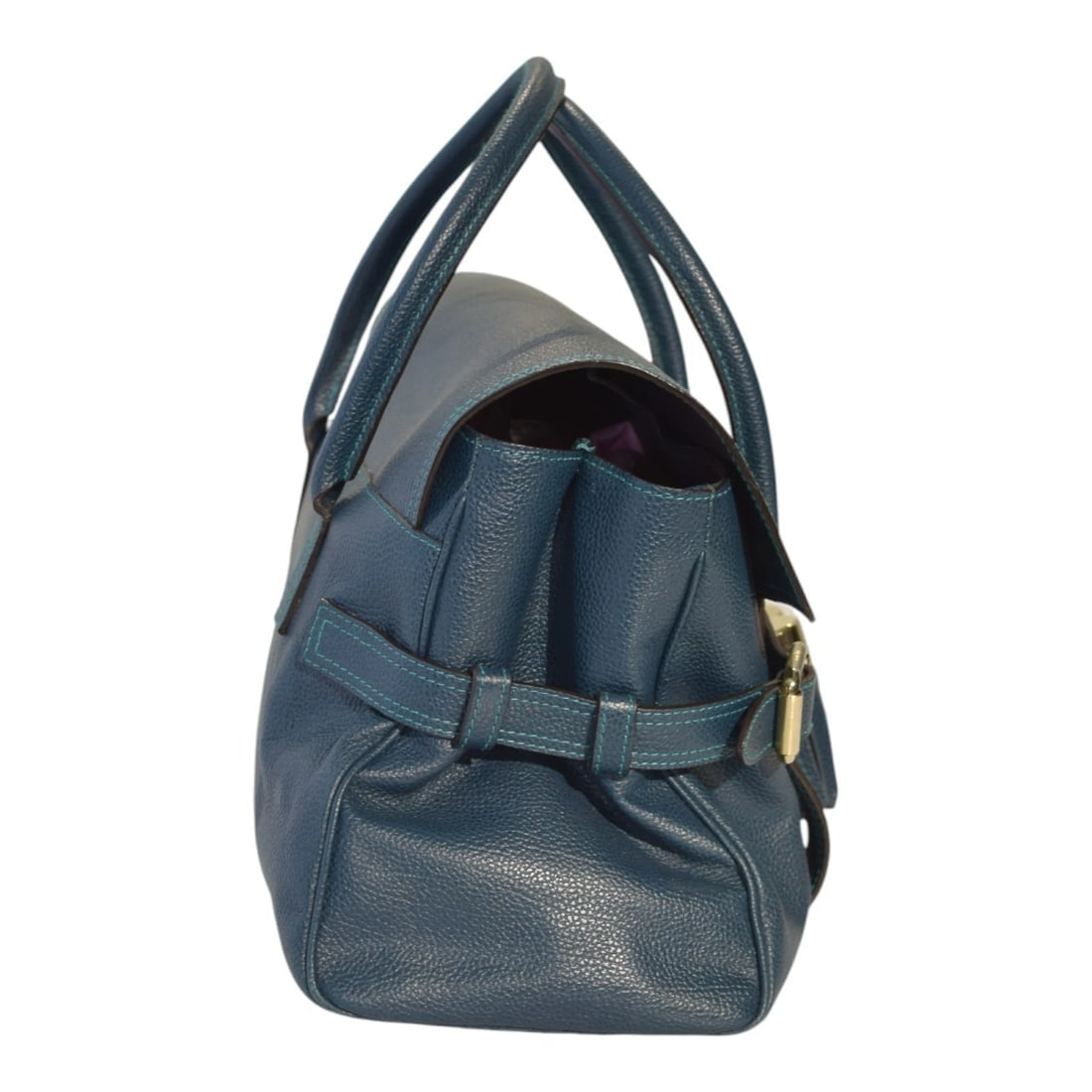 Luella Giselle Leather Satchel Bag – Teal Blue with Gold Hardware handbag - 3
