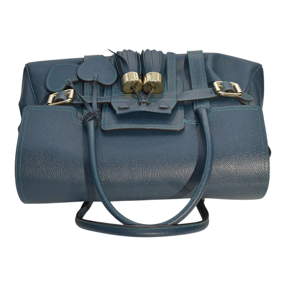 Luella Giselle Leather Satchel Bag – Teal Blue with Gold Hardware handbag - 5