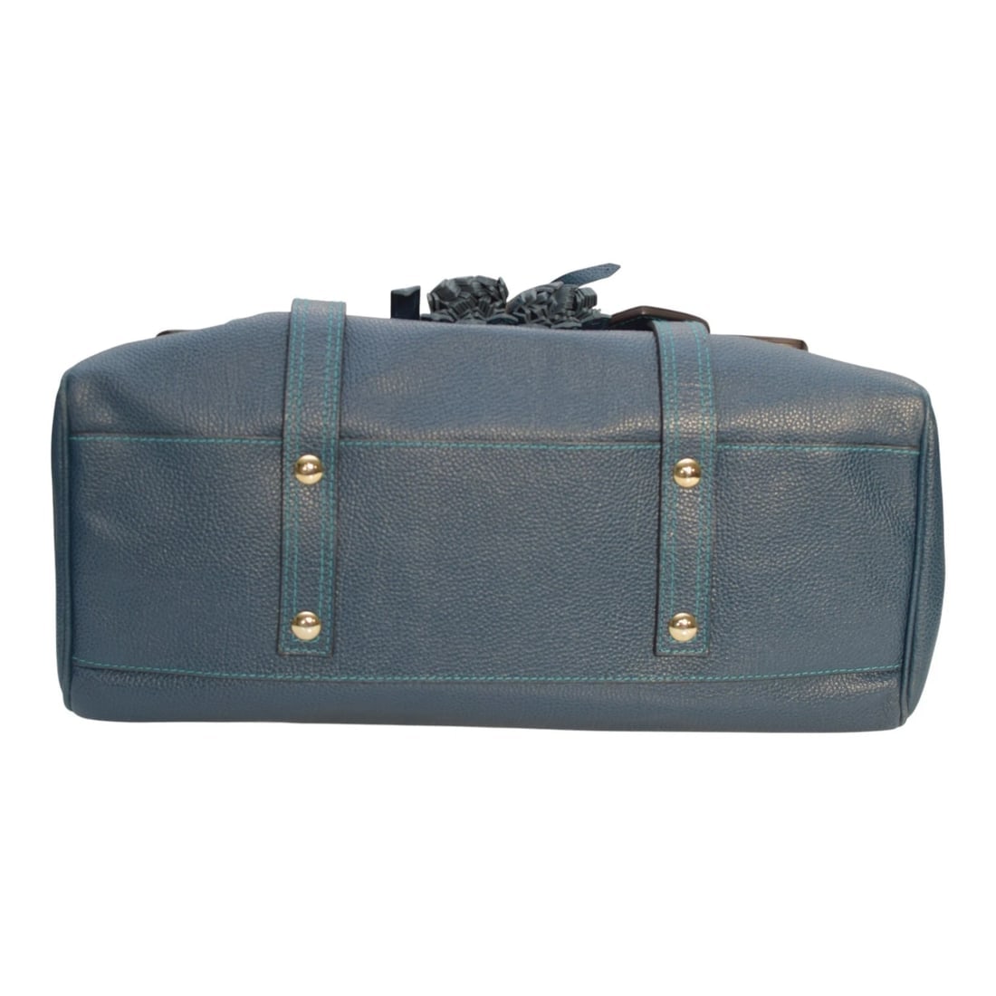 Luella Giselle Leather Satchel Bag – Teal Blue with Gold Hardware handbag - 6