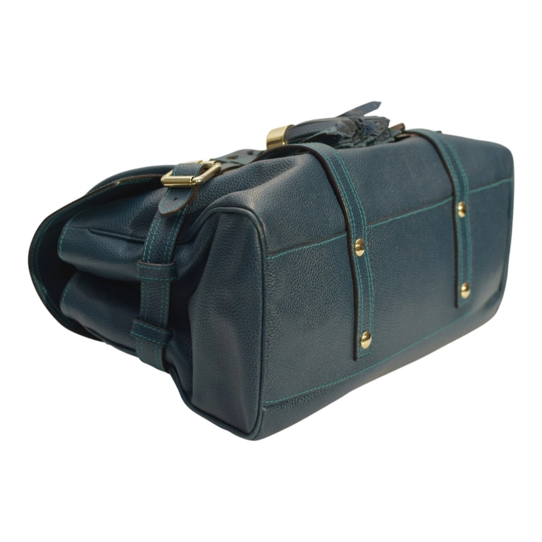 Luella Giselle Leather Satchel Bag – Teal Blue with Gold Hardware handbag - 7