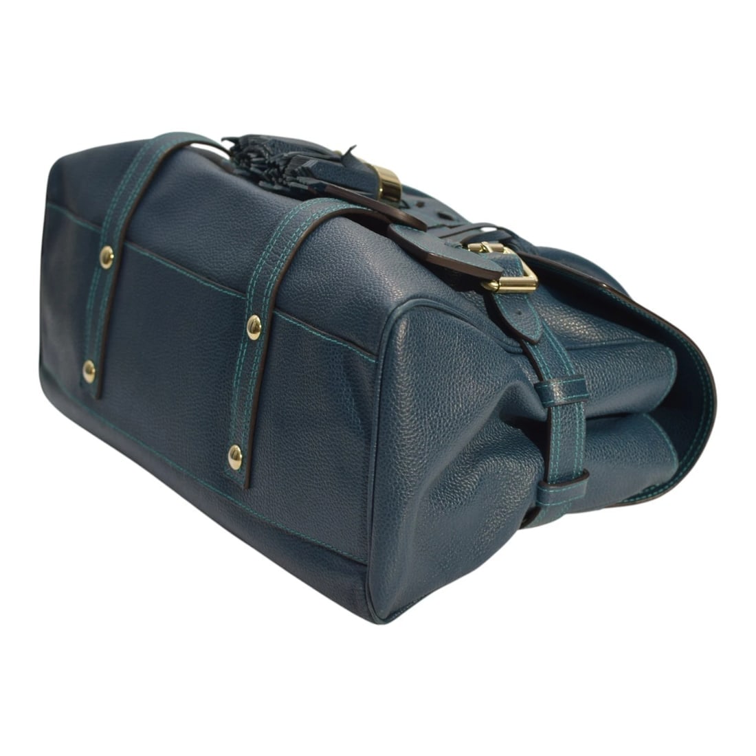 Luella Giselle Leather Satchel Bag – Teal Blue with Gold Hardware handbag - 8