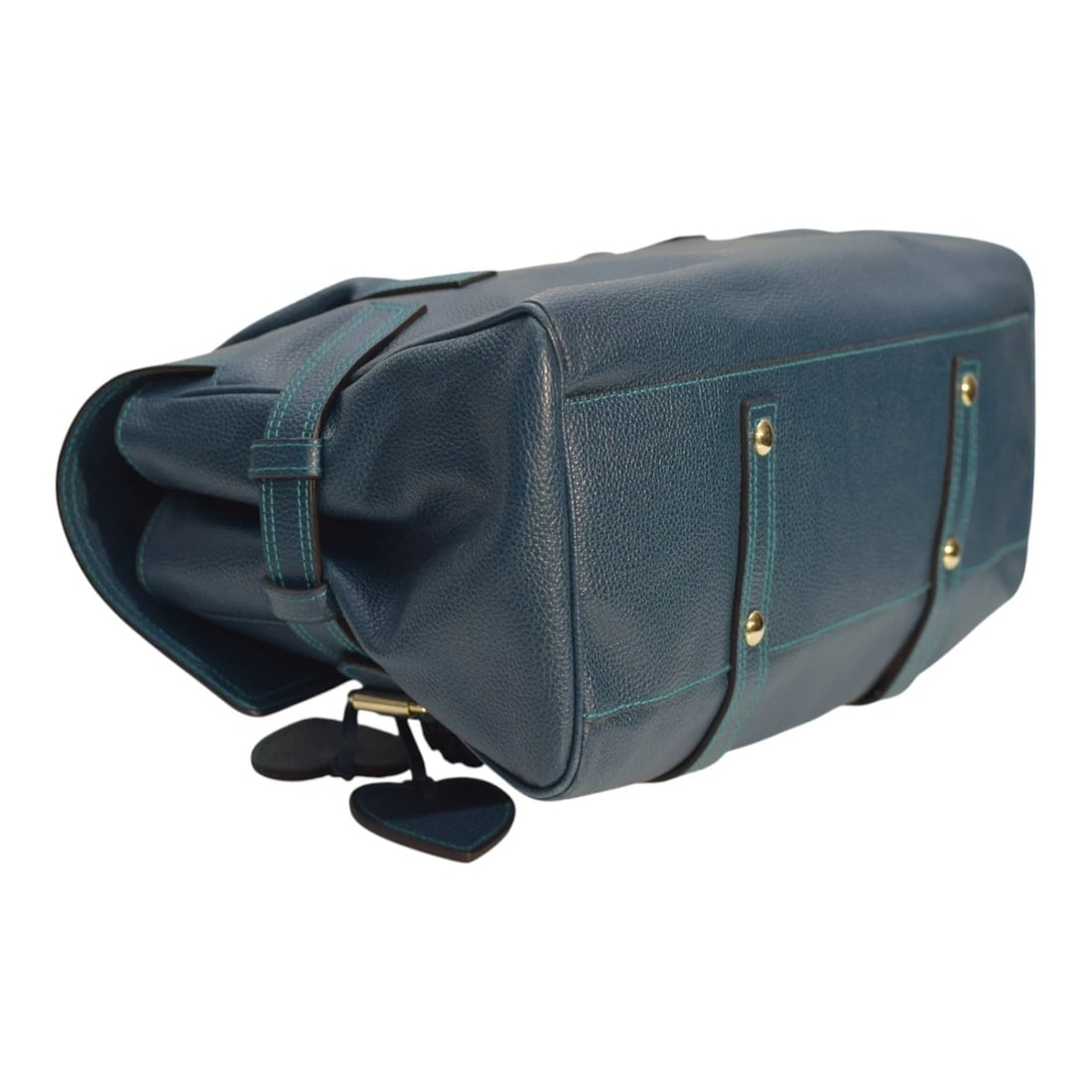 Luella Giselle Leather Satchel Bag – Teal Blue with Gold Hardware handbag - 9