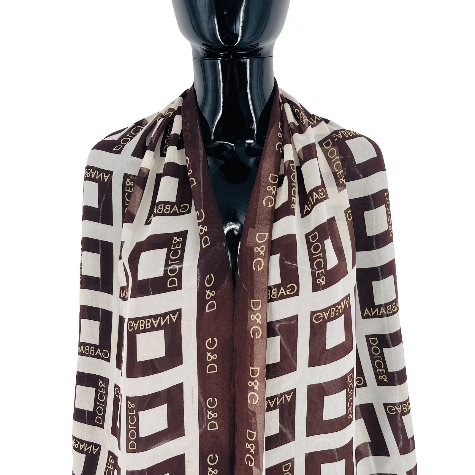 Dolce&Gabbana Brown Printed 100% Silk Scarf - 2