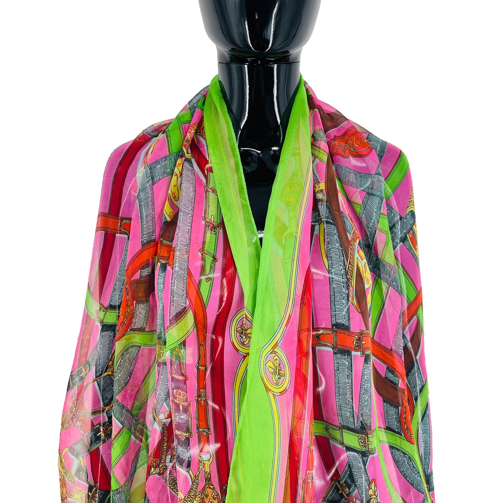 Hermes Green Printed 100% Silk Scarf - 2