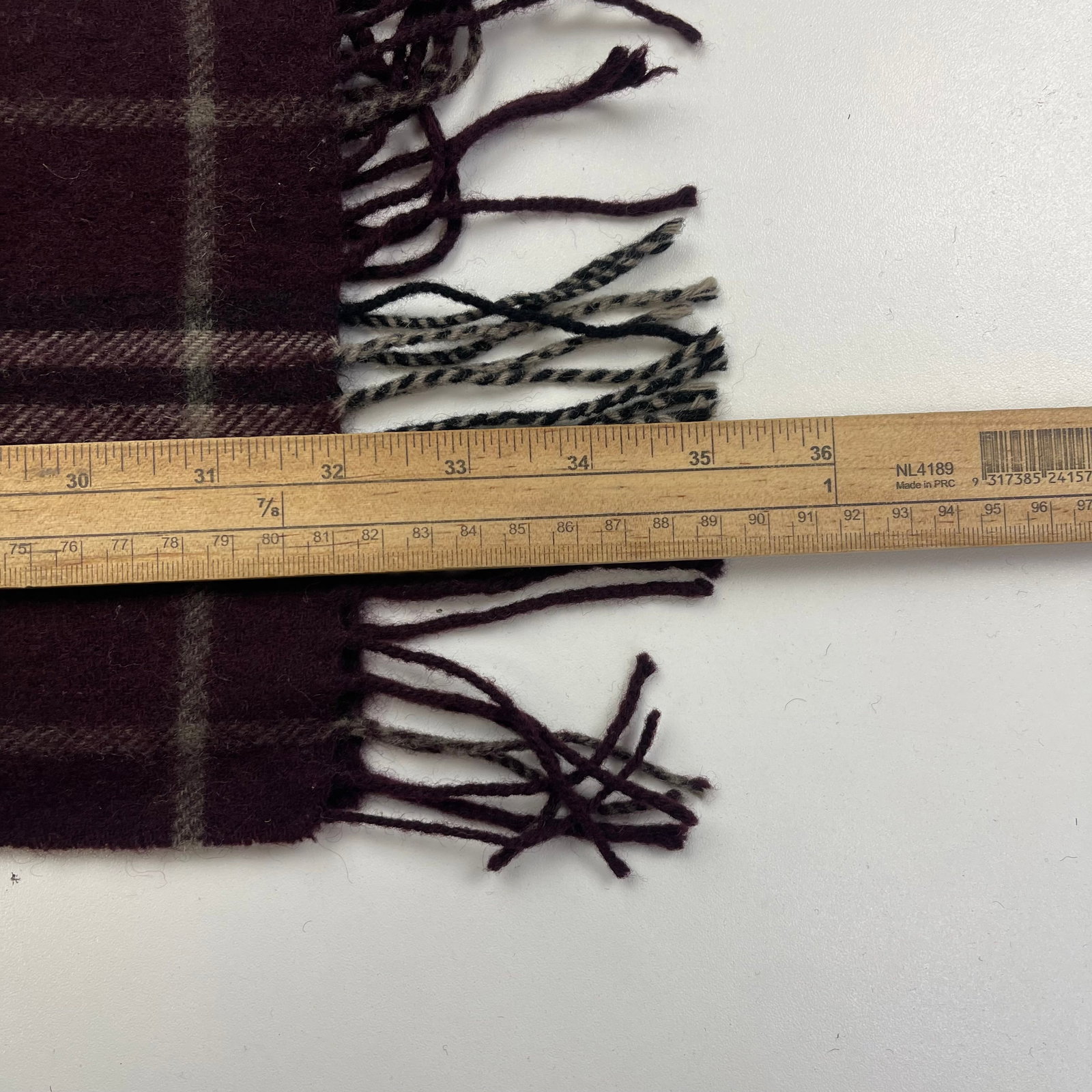 Burberry Dark Purple Plaid 100% Wool Scarf - 8